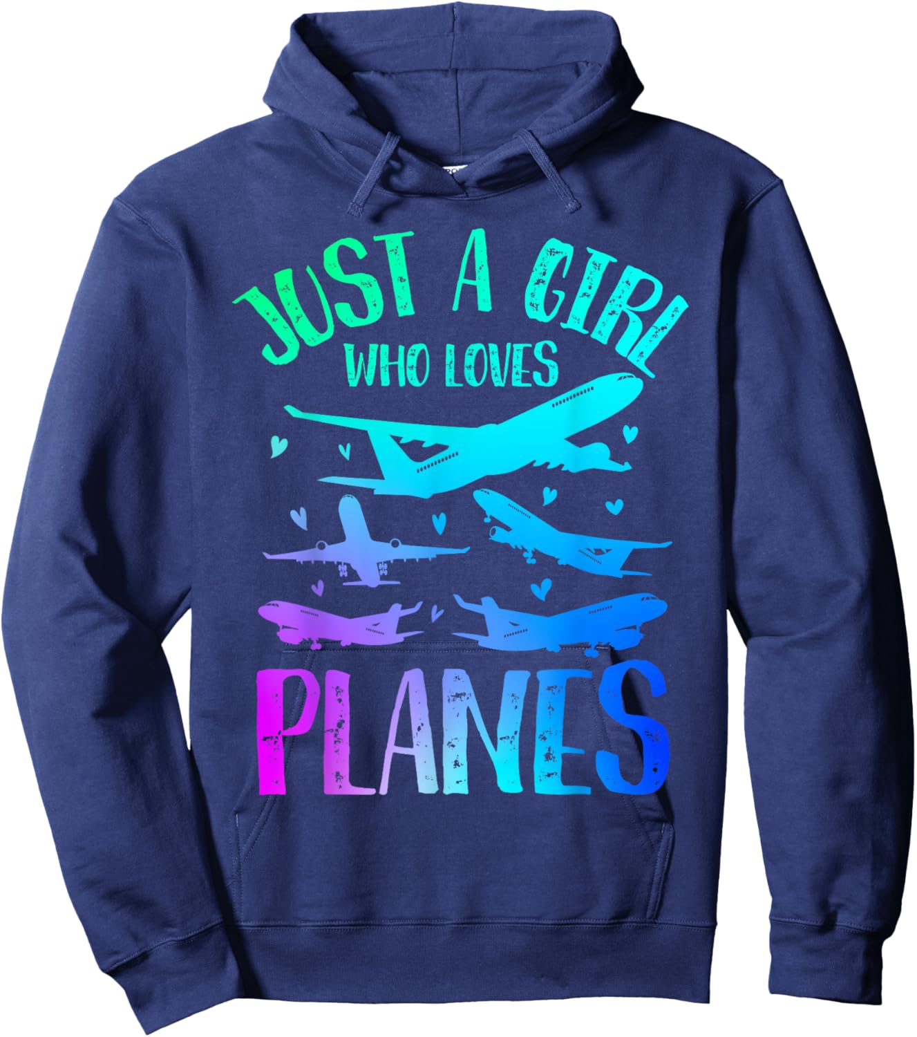 Just A Girl Who Loves Planes Women Girls Kids Plane Lovers Hoodie - Hoodie | Navy
