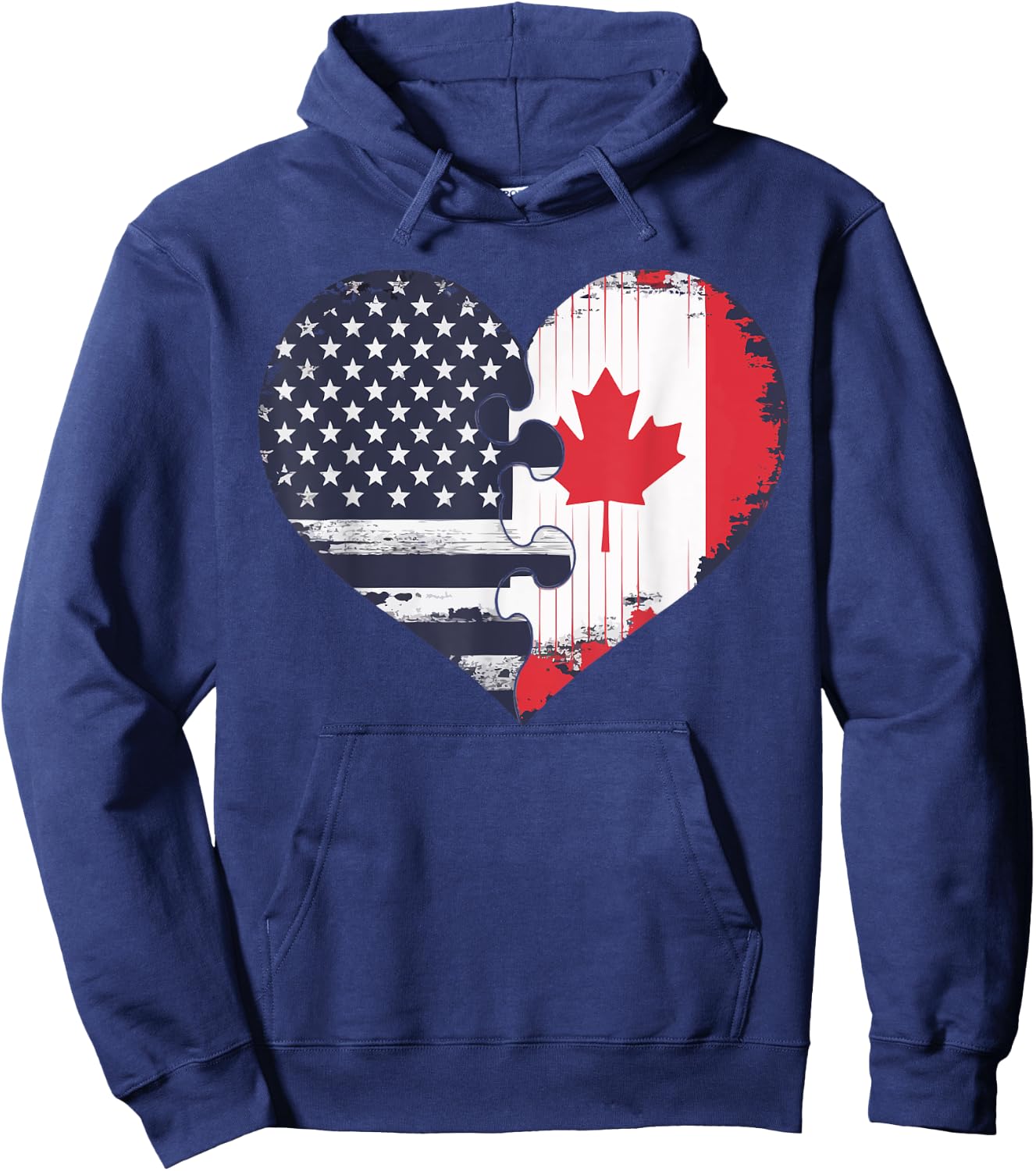 Half American Half Canadian USA Flag Canada America Hoodie - Hoodie | Navy