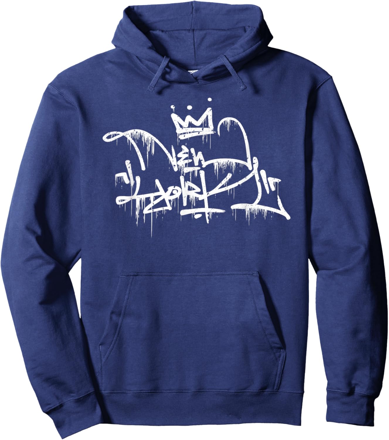 New York Graffiti Drip Hoodie - Hoodie | Navy