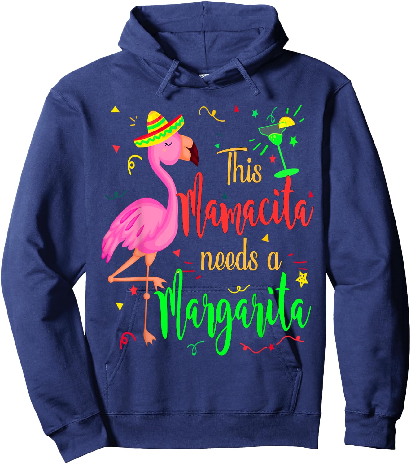 This Mamacita Needs a Margarita Flamingo Mom Hoodie - Hoodie | Navy