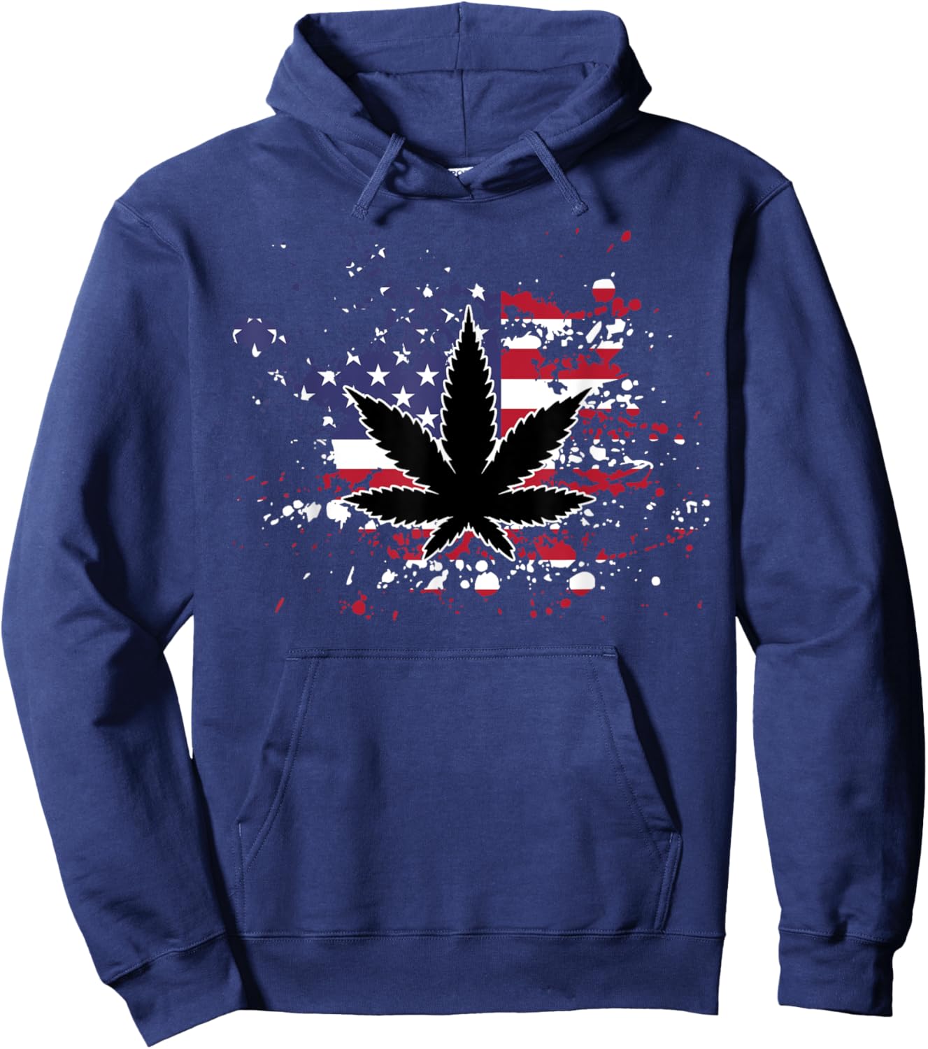 Weed American Flag 4th Of July Marjuana Patriotic Stoner Men Hoodie - Hoodie | Navy