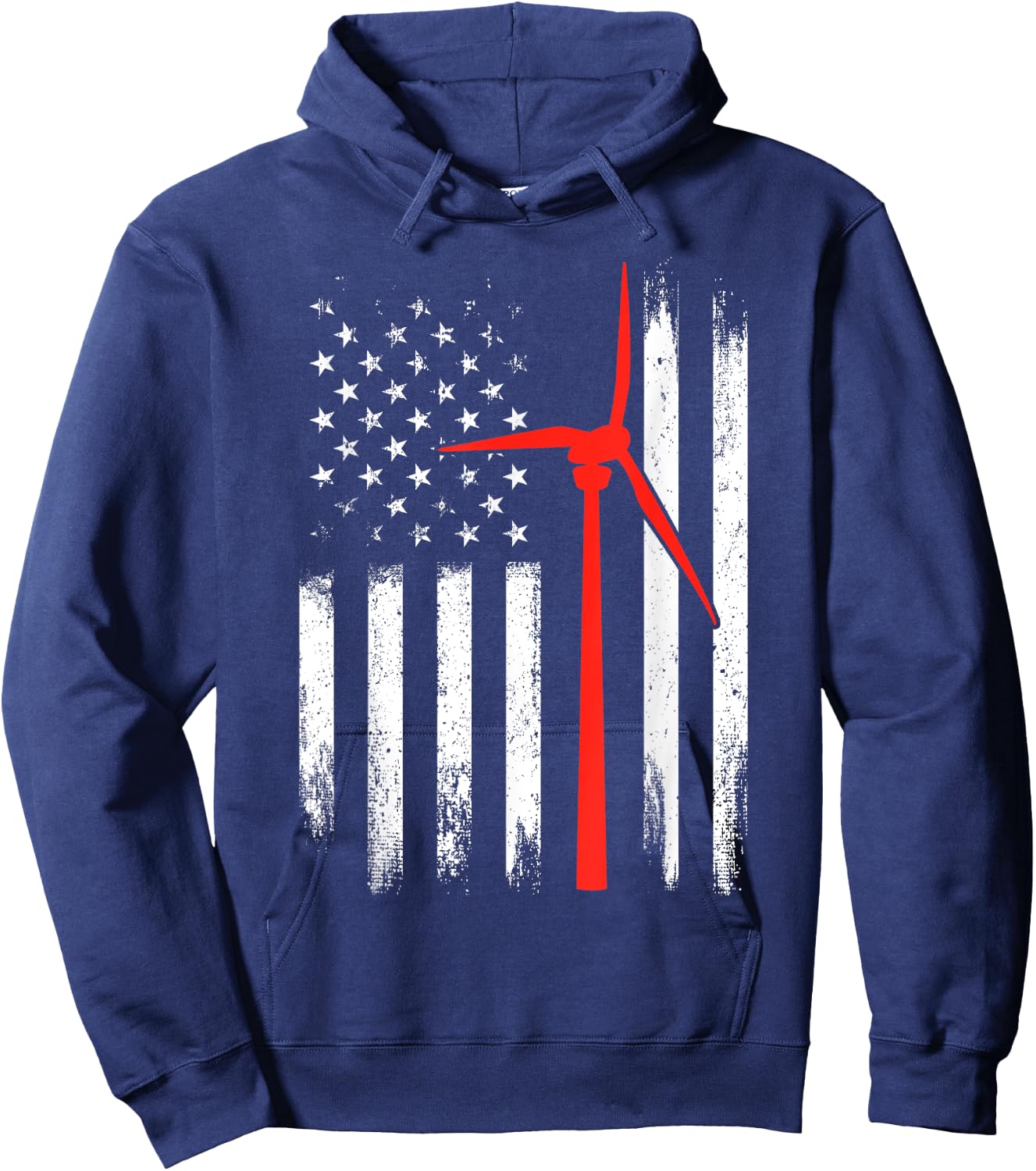 Wind Turbine Technician Shirt American Flag Gifts Hoodie - Hoodie | Navy