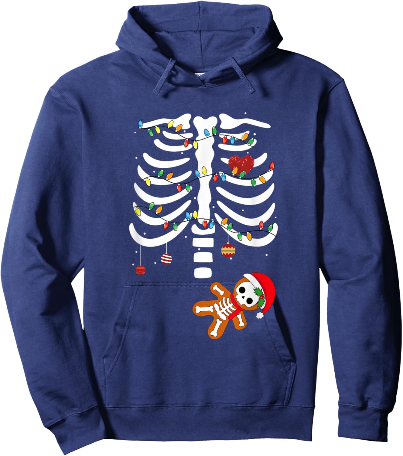 Skeleton Christmas Pregnancy Announcement Merry and Pregnant Hoodie - Hoodie | Navy