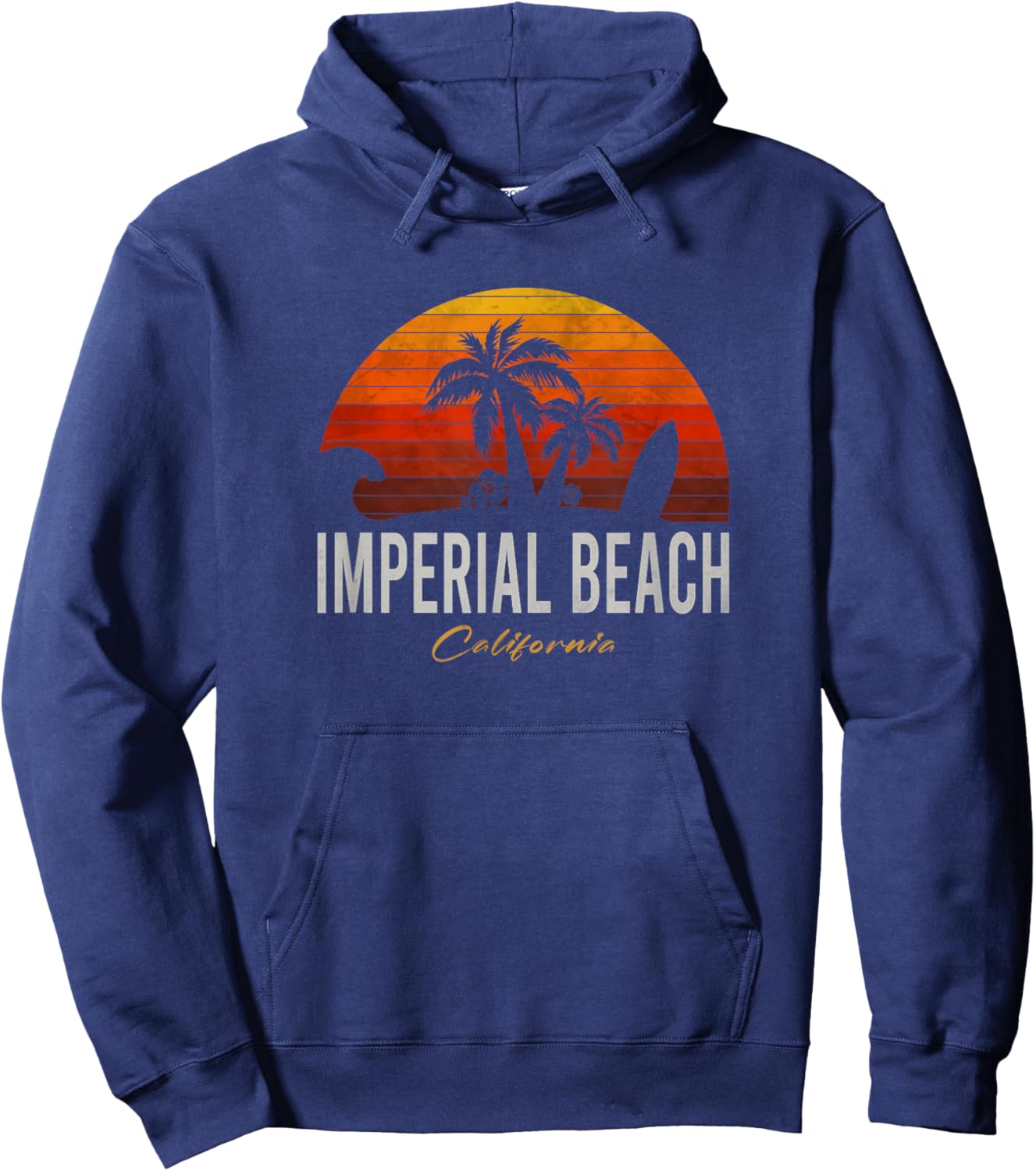 Imperial Beach California Retro Surfer Vintage Beach Men Women Hoodie - Hoodie | Navy