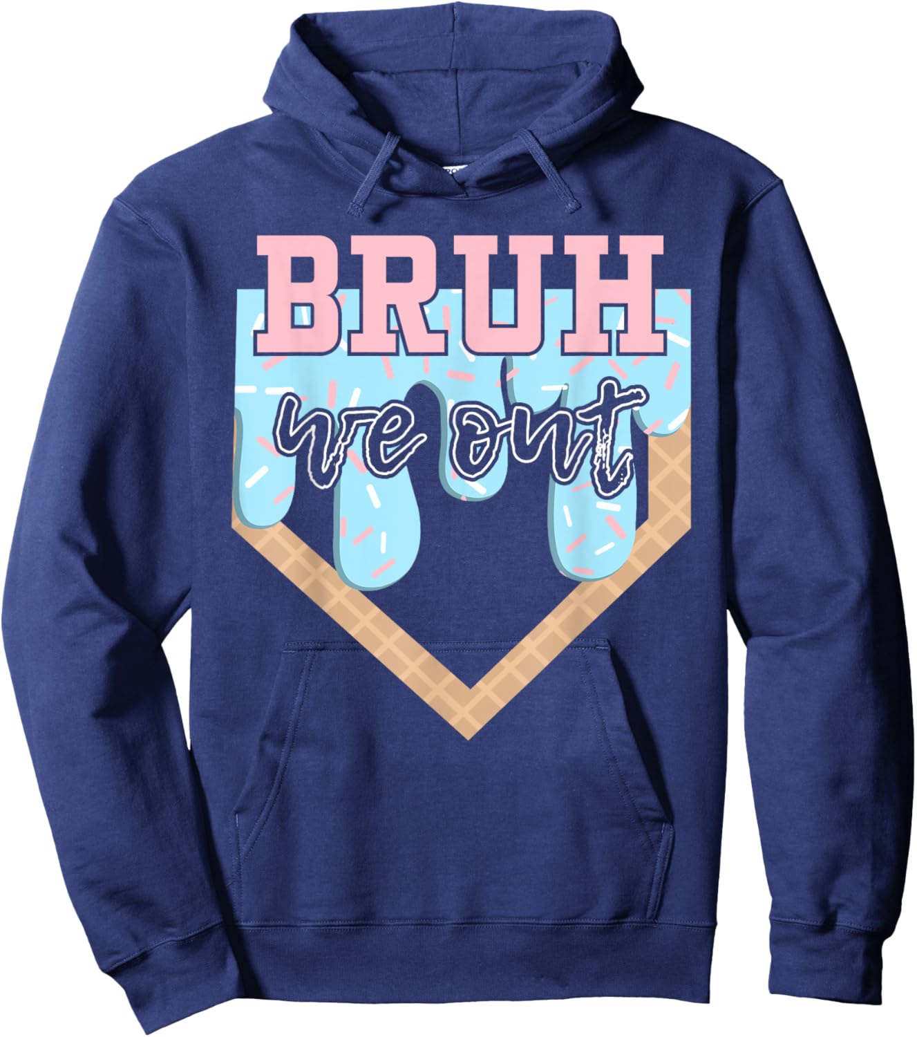 Bruh We Out Baseball Drip Boys Last Day Of School Summer Hoodie - Hoodie | Navy