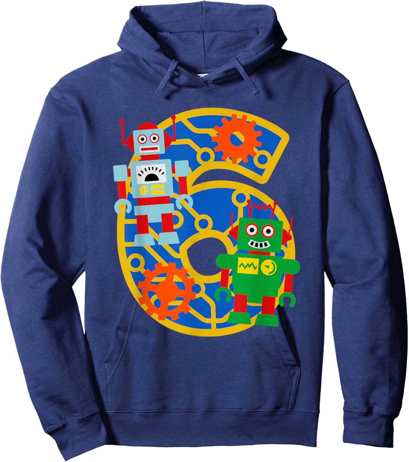 6th Birthday Boy 6 Year Old Little Robot Robotics Engineer Hoodie - Hoodie | Navy