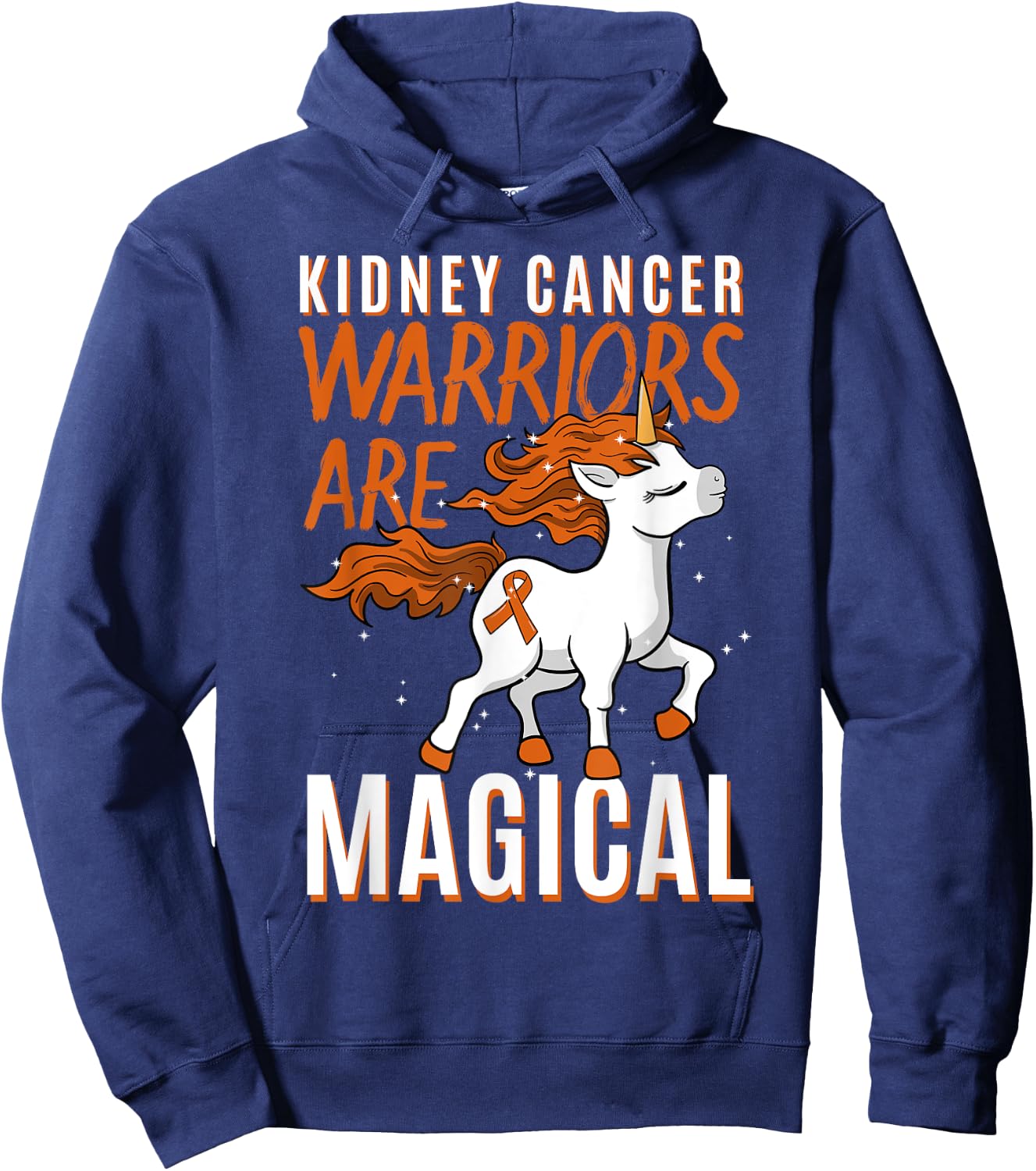 Kidney Cancer Awareness Supporter Warrior Unicorn Lover Gift Hoodie - Hoodie | Navy