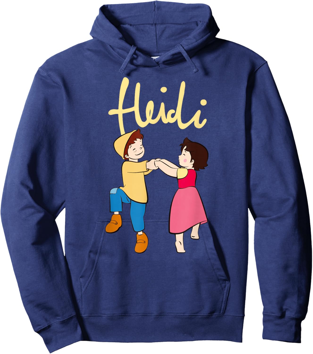 Heidi and Peter Dancing with Logo Yellow Cartoon TV Series Hoodie - Hoodie | Navy