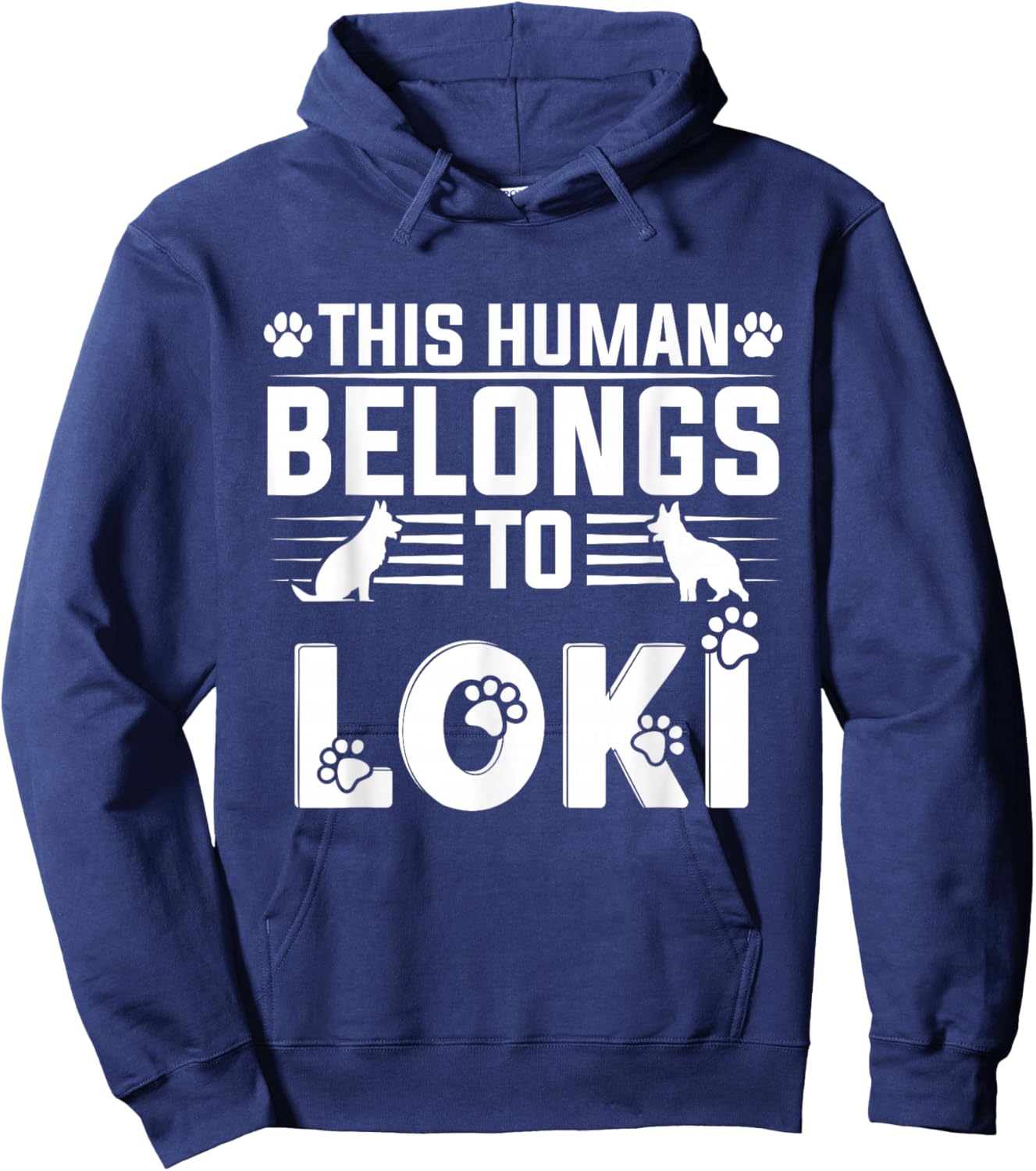 Dog Name Loki Personalised Gift This Human Belongs to a Dog Hoodie - Hoodie | Navy