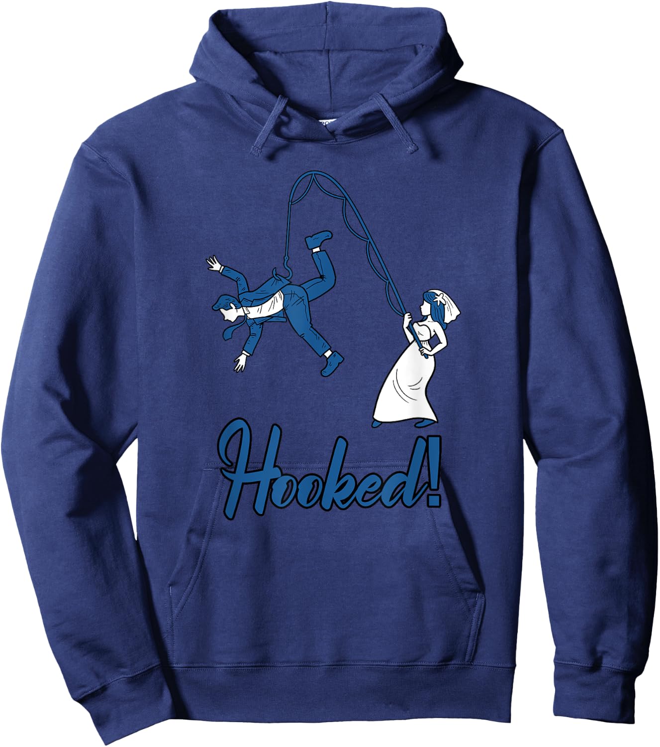 Hooked Wife Fishing Groom Funny Bachelor's Party Men Gift Hoodie - Hoodie | Navy