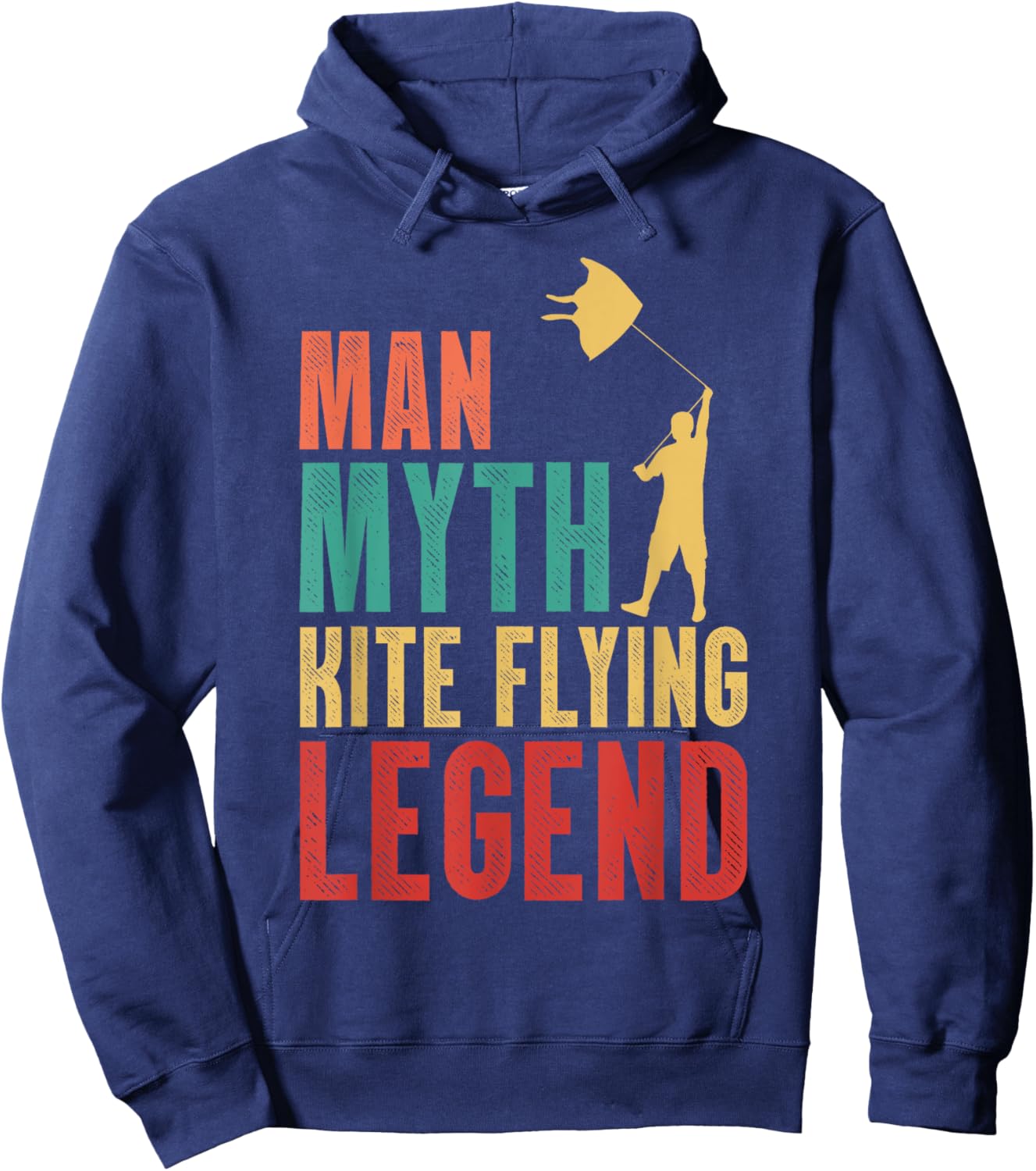 Man Myth Kite Flying Legend Kite Climbing Stunt Kite -Adults Black Short Sleeve Small Hoodie - Hoodie | Navy
