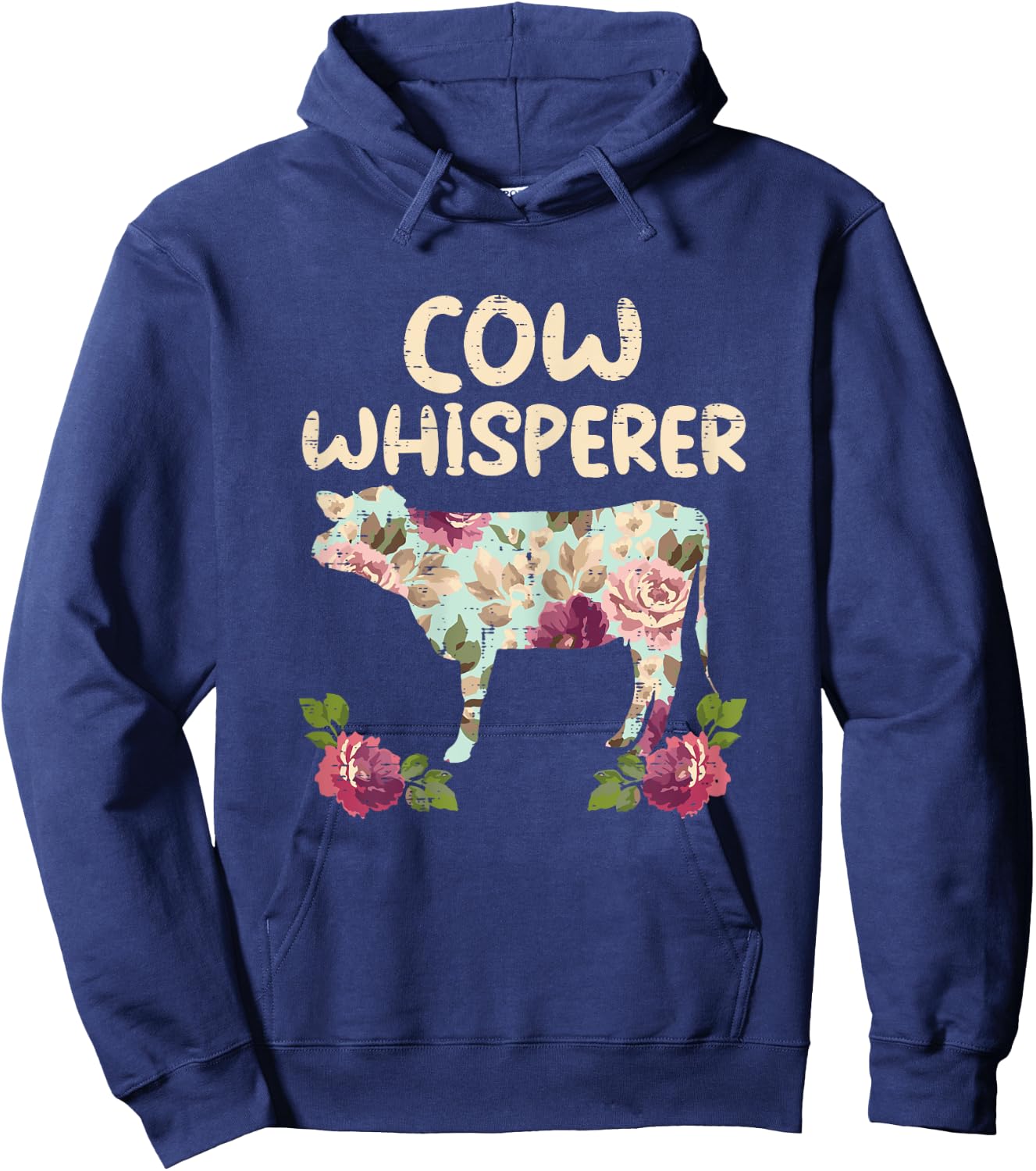 Cow Whisperer Flower Funny Farming Farm Animal Farmer Gift Hoodie - Hoodie | Navy