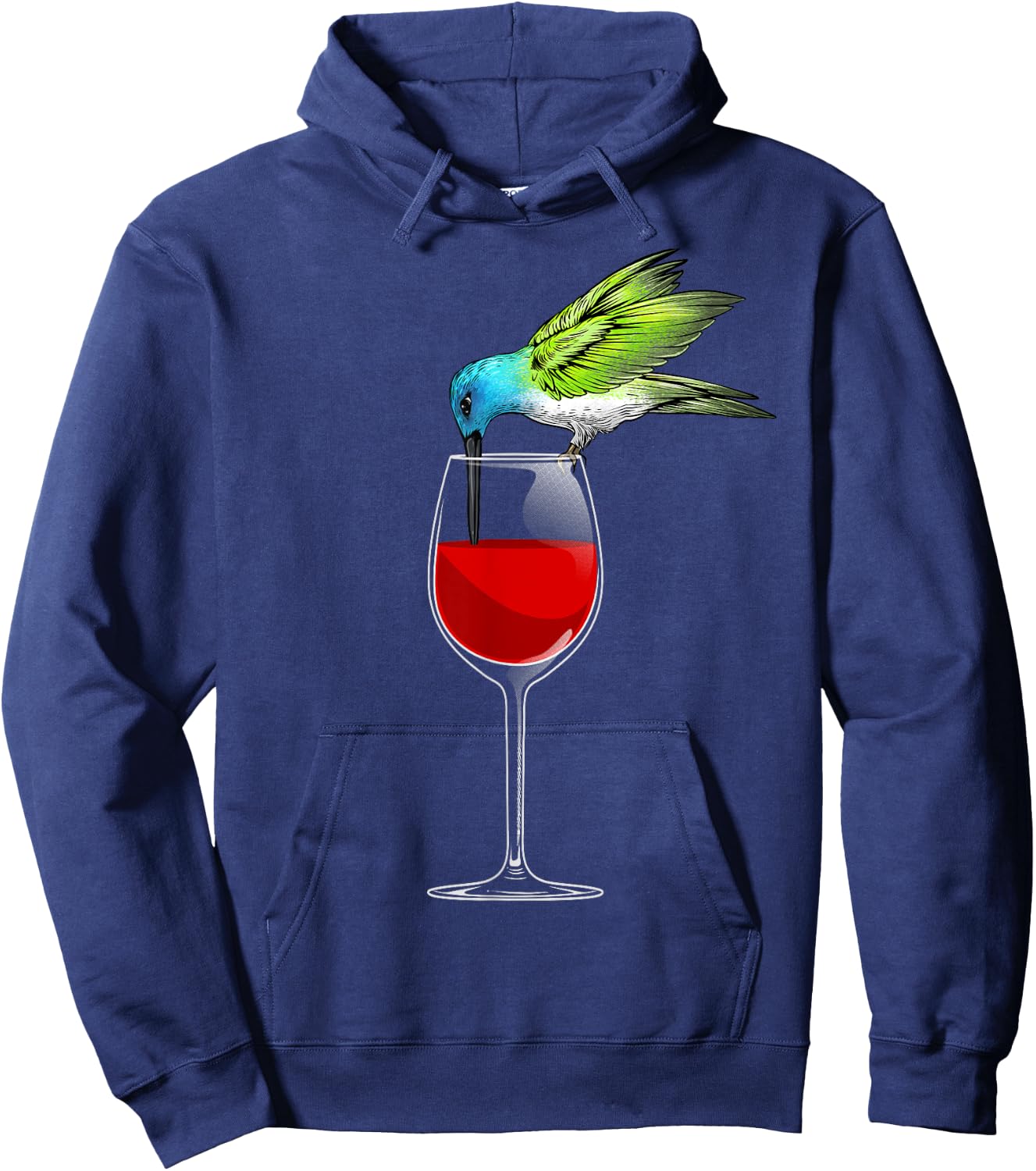 Cool Hummingbird Women Wine Glass Animal Bird Lover Hoodie - Hoodie | Navy