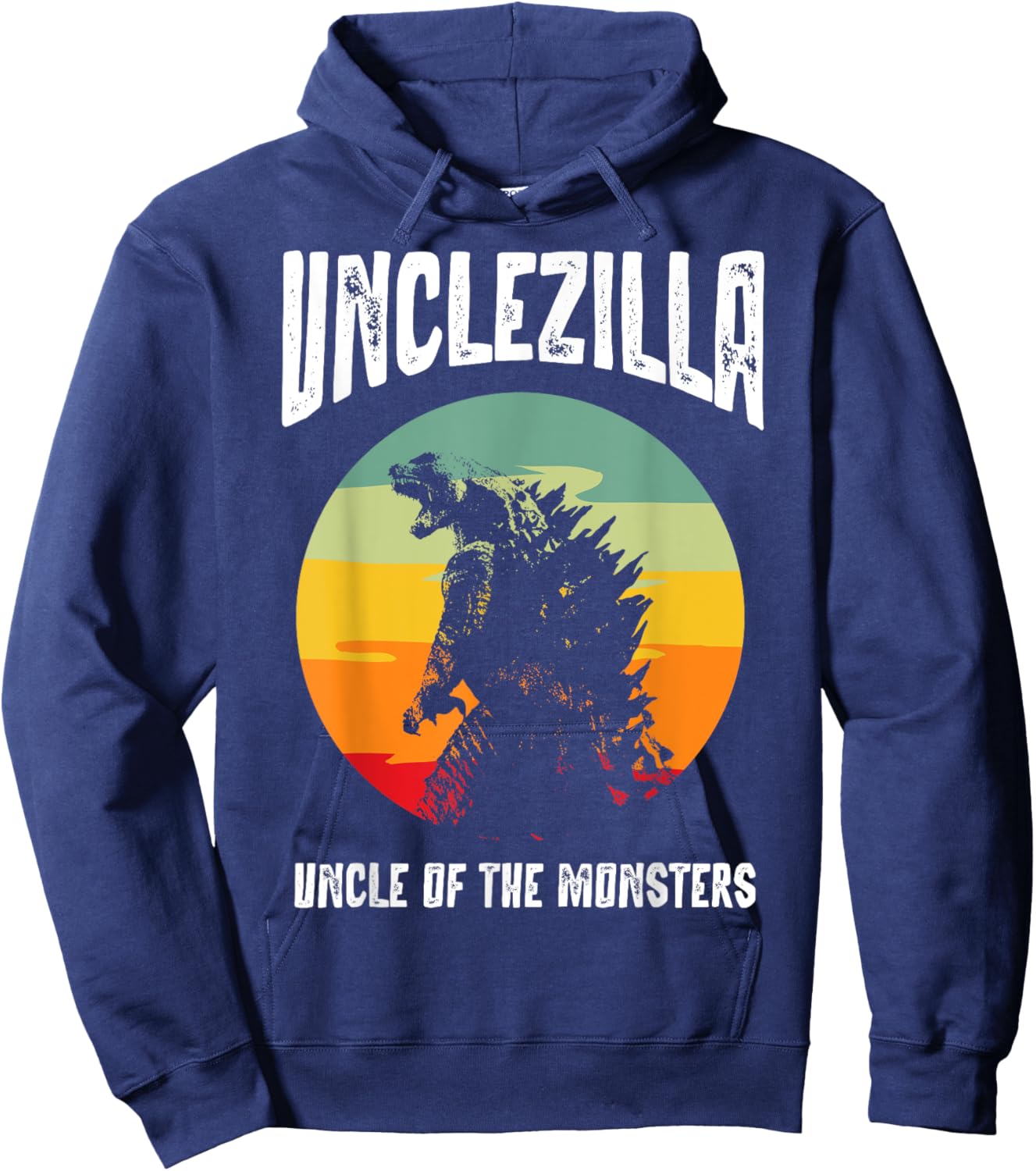 Unclezilla Uncle of The Monsters Retro Vintage Sunset Hoodie - Hoodie | Navy