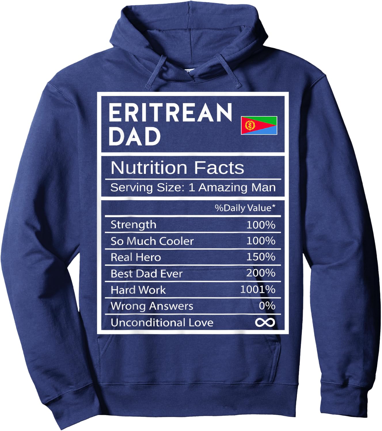 Eritrean Dad Nutrition Facts National Pride Gift Dad Hoodie - Hoodie | Navy