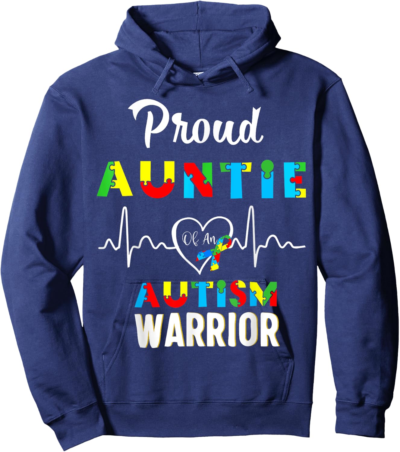 proud autism Auntie Autism awareness warrior matching family Hoodie - Hoodie | Navy