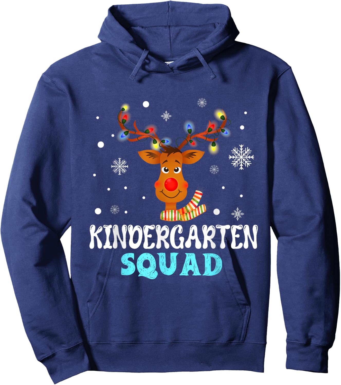 kindergarten Teacher Christmas Squad Reindeer Xmas Hoodie - Hoodie | Navy