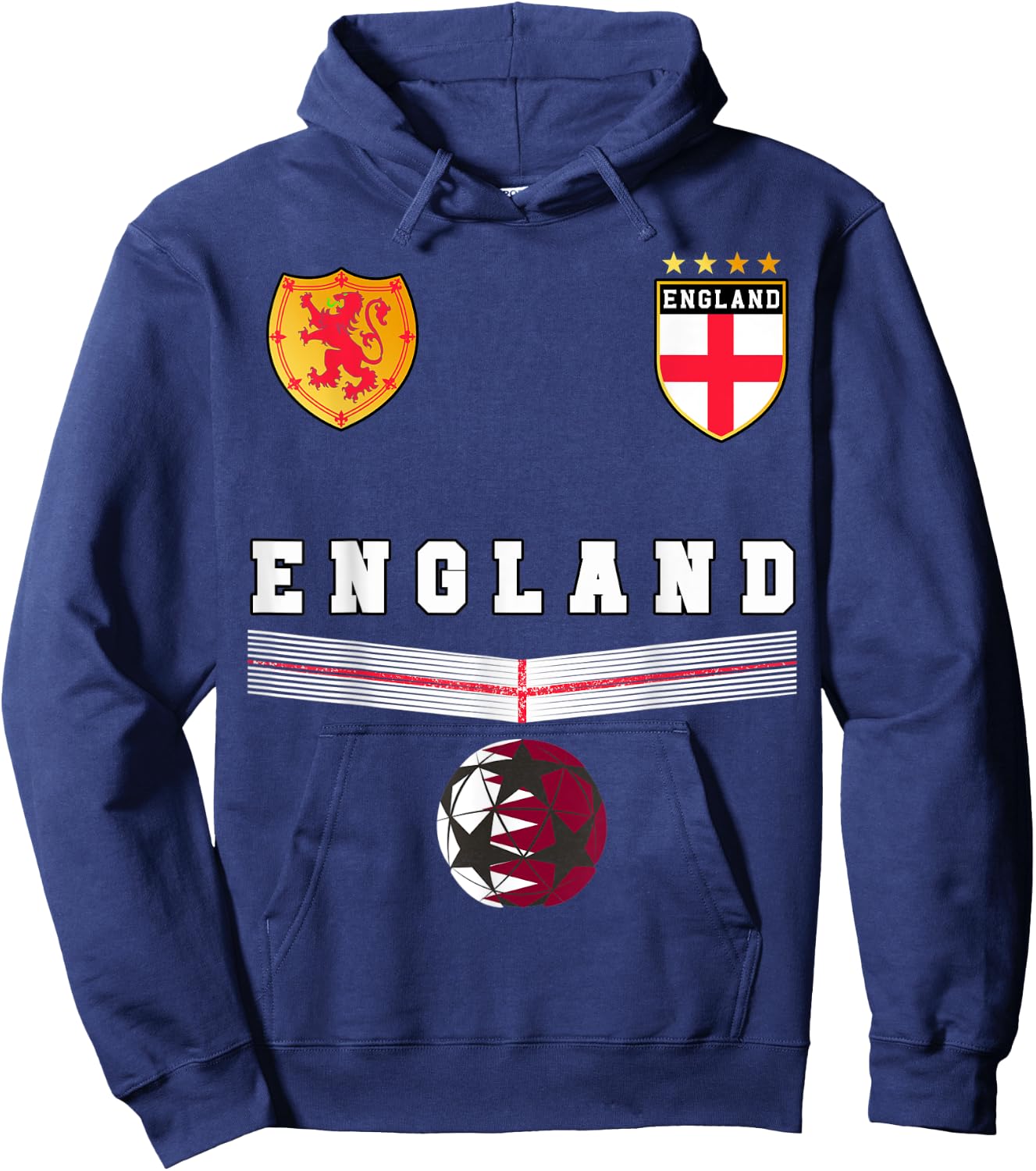 England Soccer Fans Jersey English Flag Football Lovers Hoodie - Hoodie | Navy