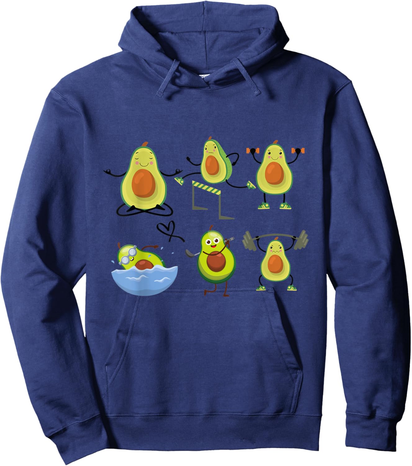 Funny Avocado Yoga Fitness Funny Exercising Gym Avocado Hoodie - Hoodie | Navy