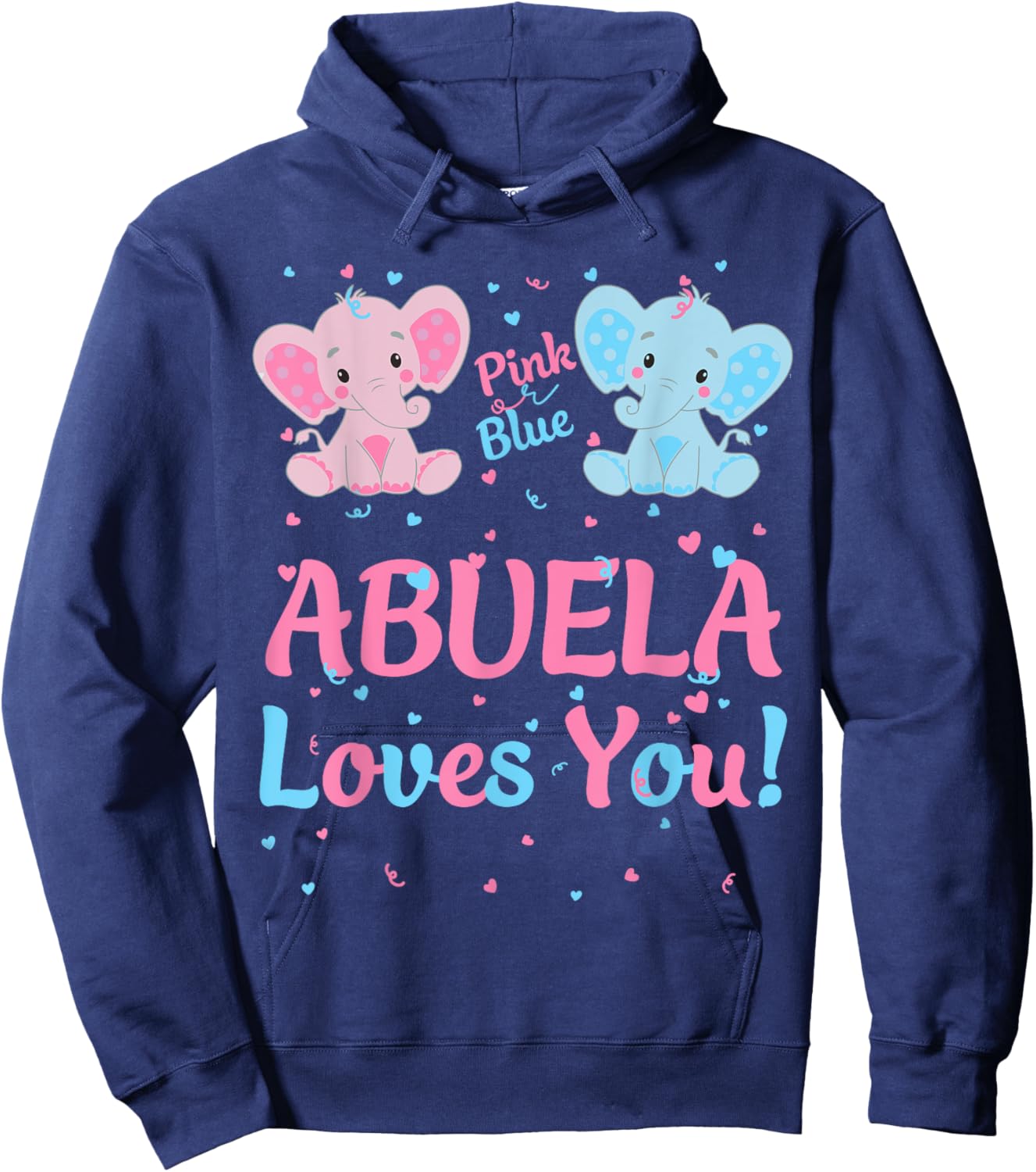 Abuela Gender Reveal Pink or Blue Matching Family Elephant Hoodie - Hoodie | Navy
