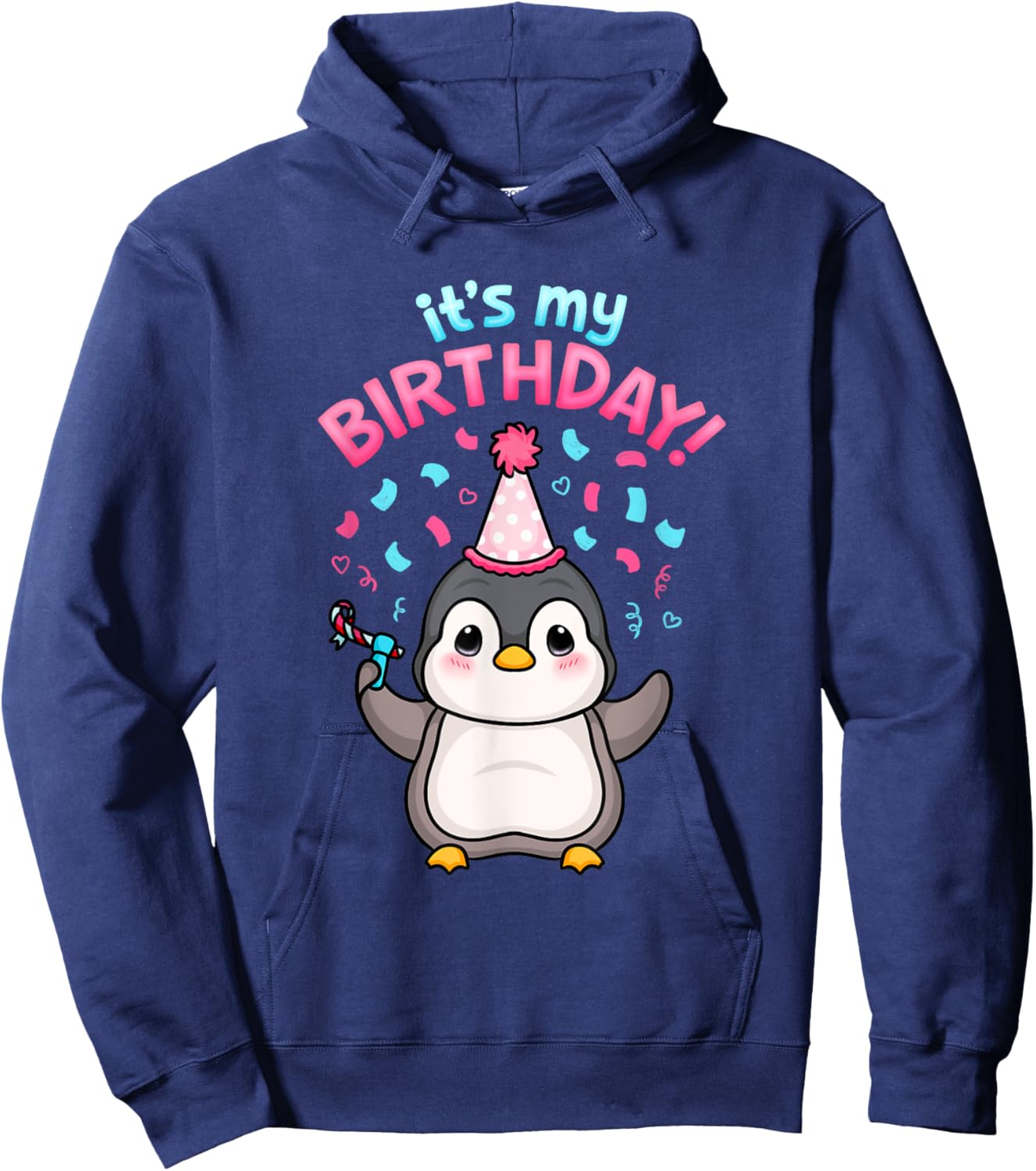 It's My Birthday Cute Penguin Party Ocean Seabird Lover Kids Hoodie - Hoodie | Navy