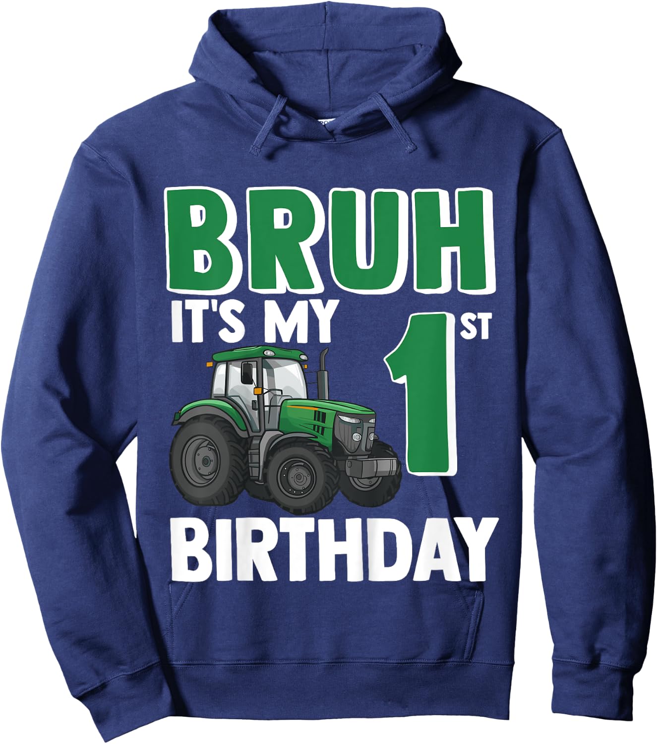 Kids One 1yr 1st Tractor Birthday Boy Boys Farmer Farm 1 Year Old Hoodie - Hoodie | Navy