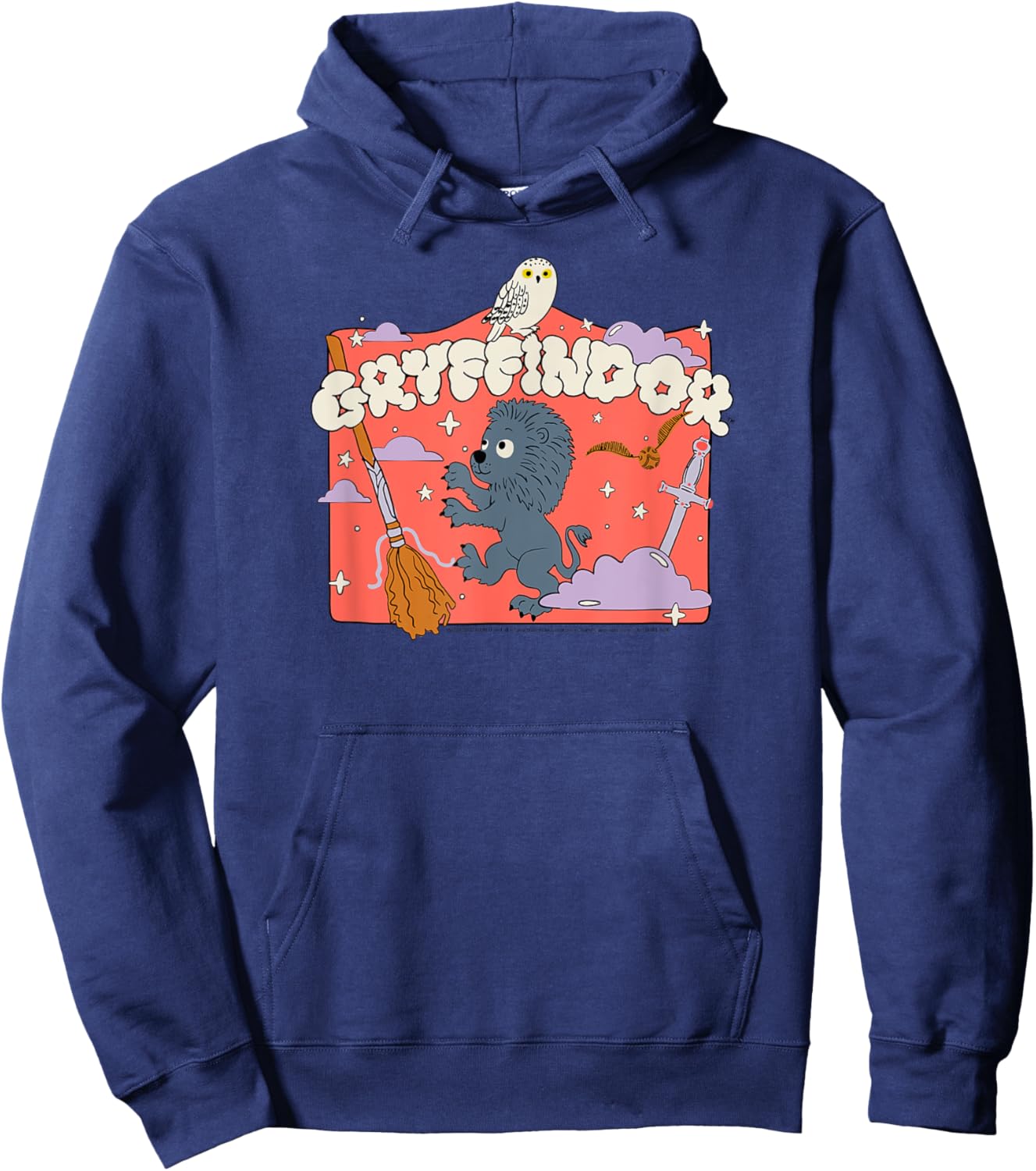 Amazon Essentials Harry Potter Hogwarts Gryffindor House Cartoon Scene Hoodie - Hoodie | Navy