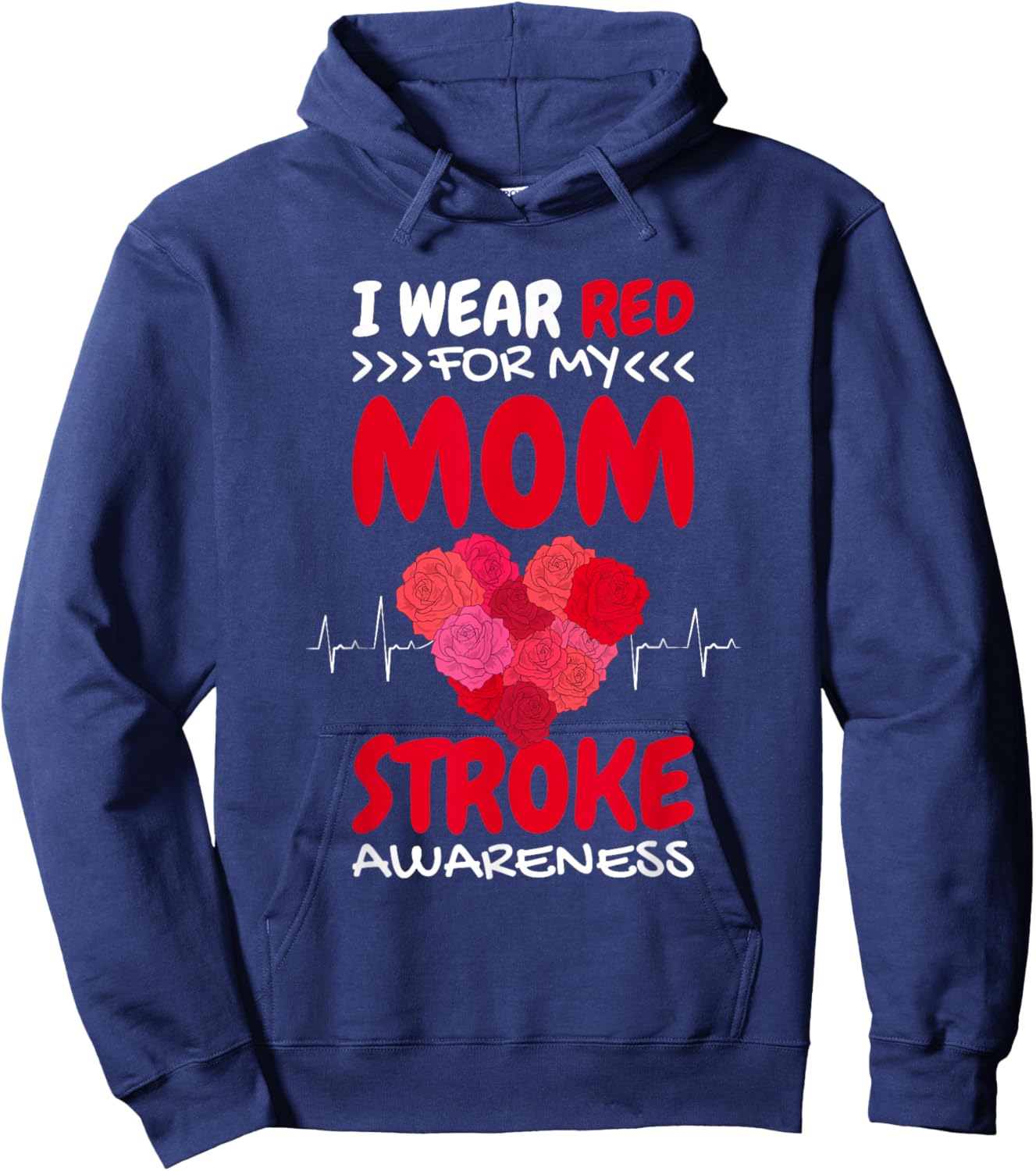 I Wear Red For My Mom Stroke Awareness, Stroke Survivor Hoodie - Hoodie | Navy