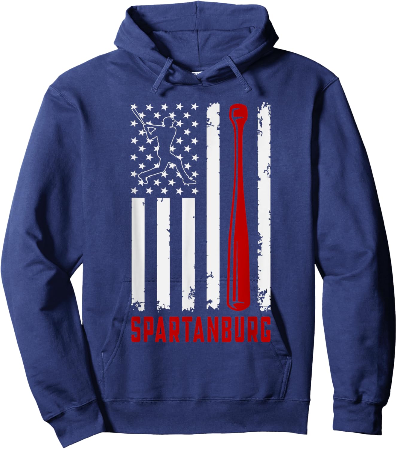 Spartanburg American Flag Baseball Lover USA Spartanburg Women Men Hoodie - Hoodie | Navy