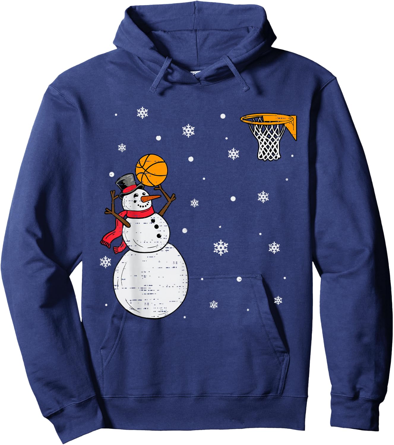 Funny Snowman Basketball Christmas Xmas Sports Men Boys Kids Hoodie - Hoodie | Navy