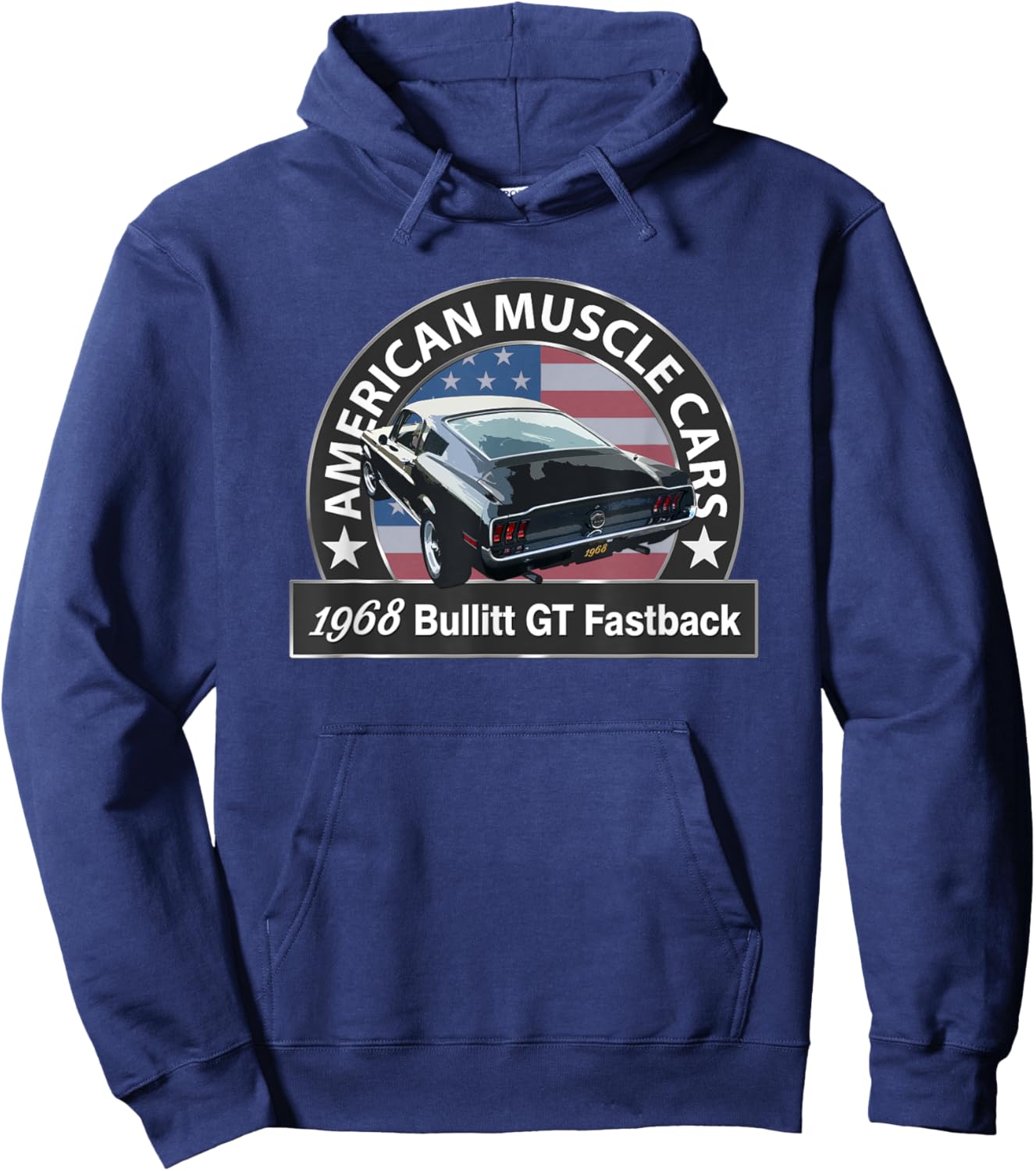 1968 Bullitt Gt Fastback, American Muscle Cars, Classic Cars Hoodie - Hoodie | Navy
