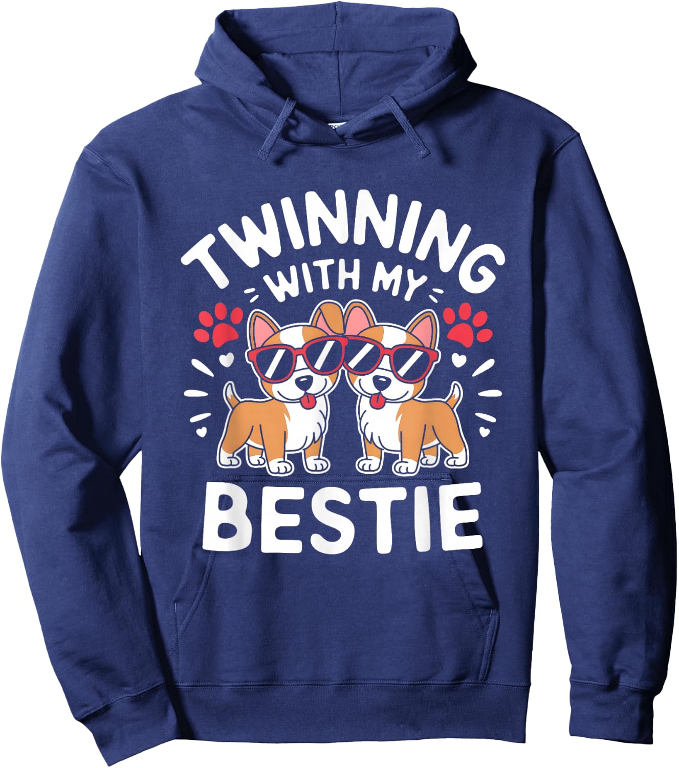 Twinning With My Bestie Dog Cute Friends Matching Hoodie - Hoodie | Navy