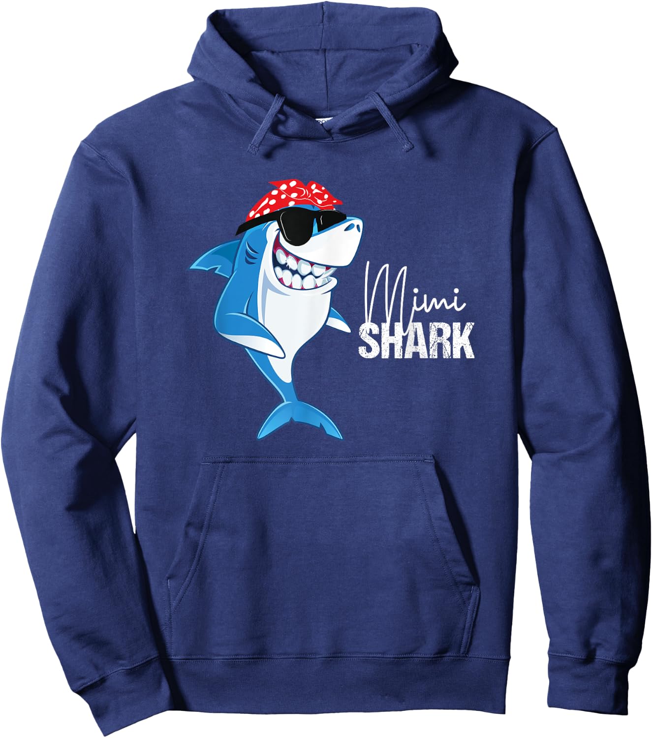 Funny Mimi Shark Wearing Sunglasses Bandana Grandma Women Hoodie - Hoodie | Navy