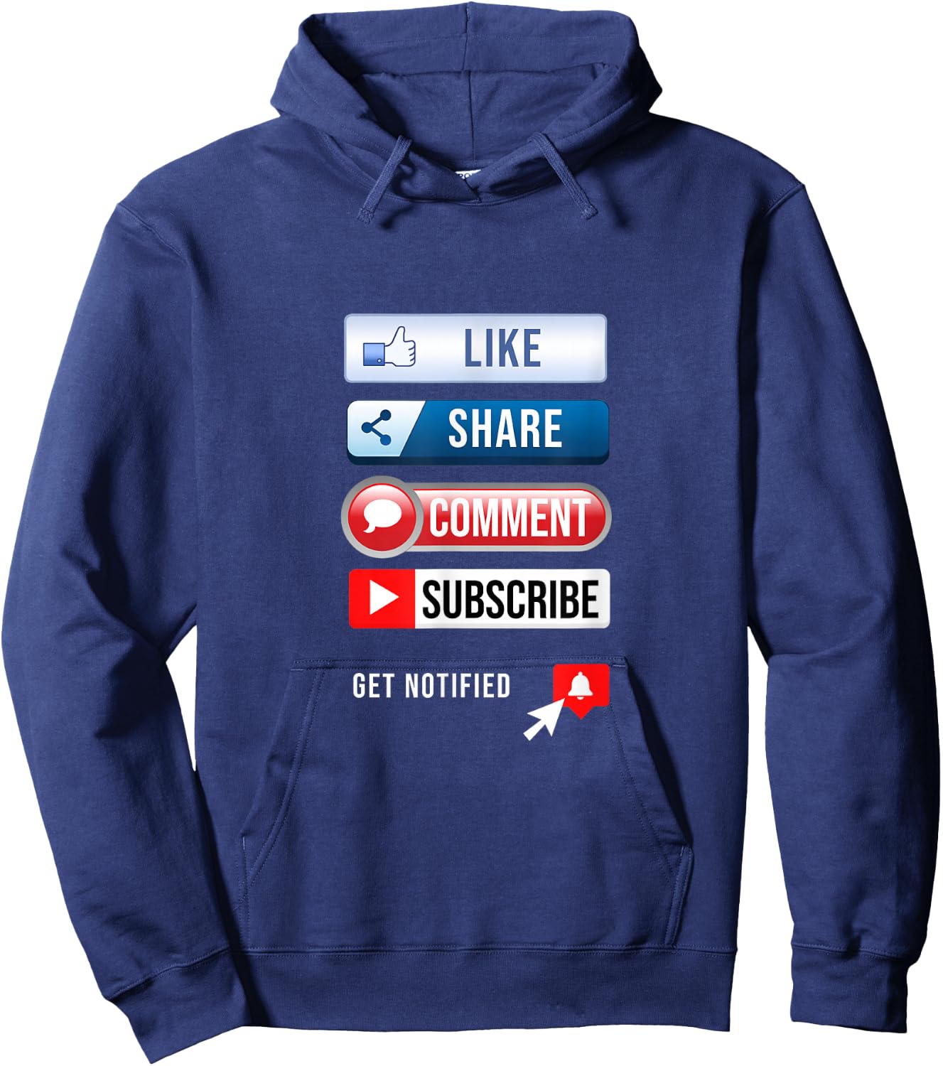 Social Media Like Share Comment Subscribe Vlogger Hoodie - Hoodie | Navy
