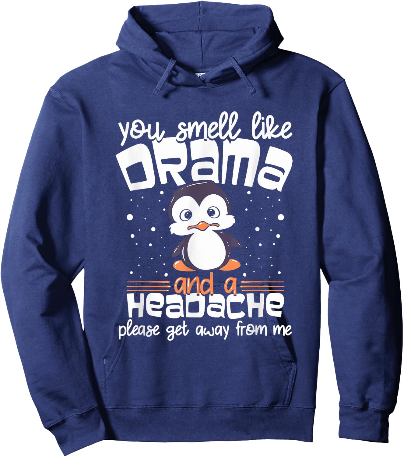 Funny Penguin Drama and Headache Design for Introverts Hoodie - Hoodie | Navy