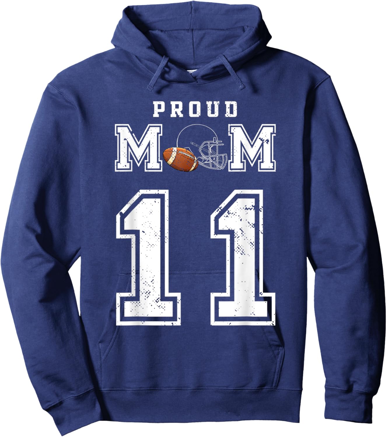 Custom Proud Football Mom Number 11 Personalized Hoodie - Hoodie | Navy