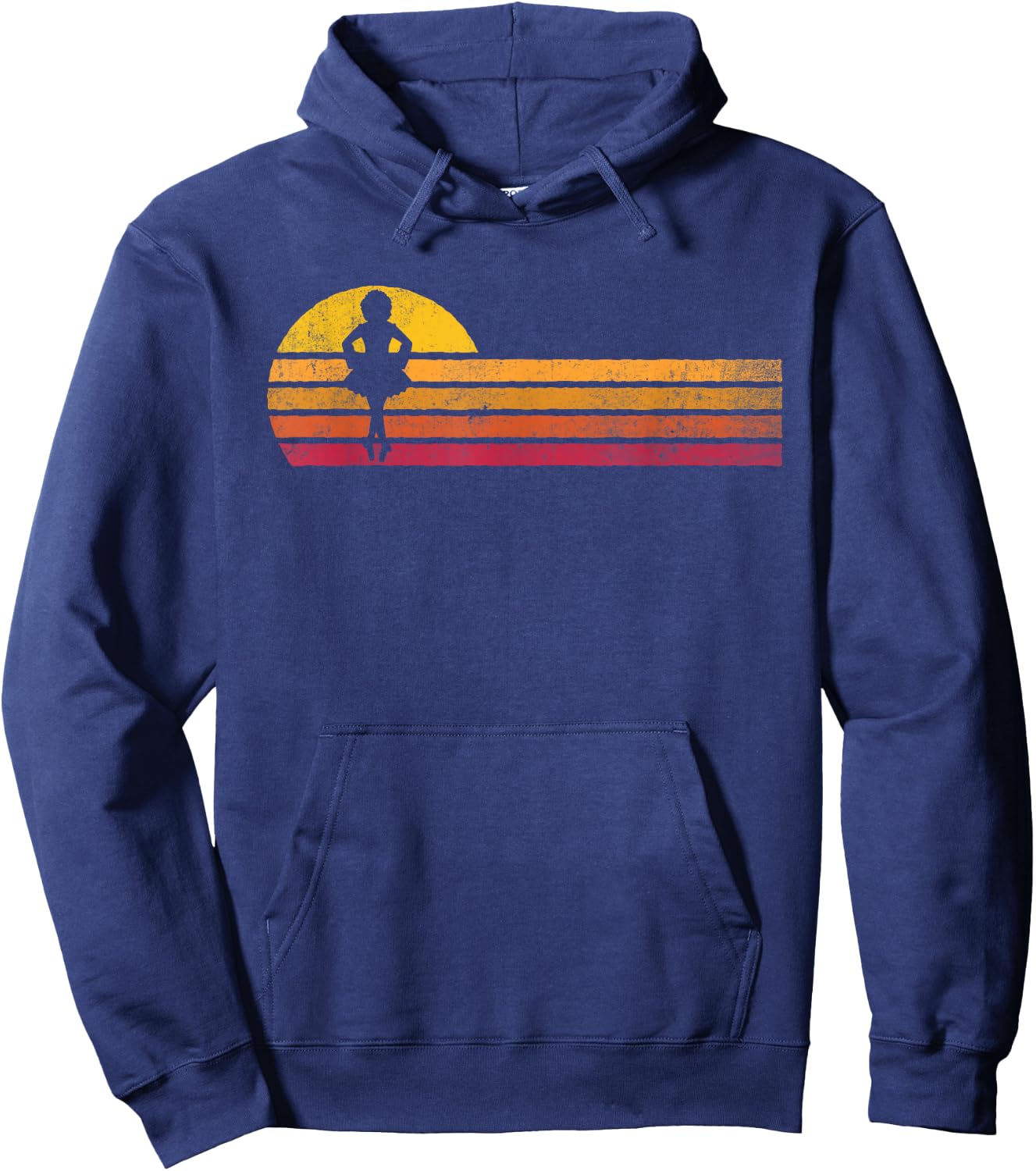 Vintage Style Irish Dance Silhouette Retro Sunset Distressed Hoodie - Hoodie | Navy