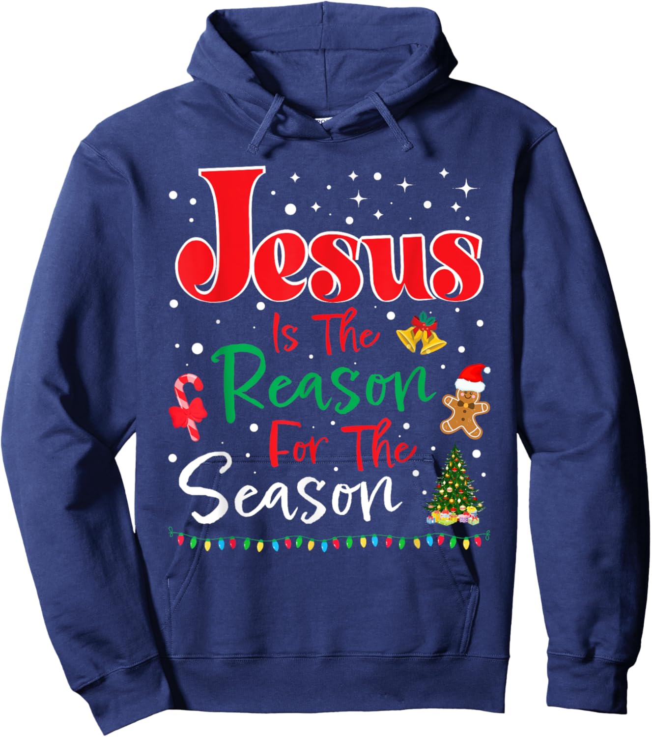Jesus Is The Reason for The Season Christmas Family Pajamas Hoodie - Hoodie | Navy