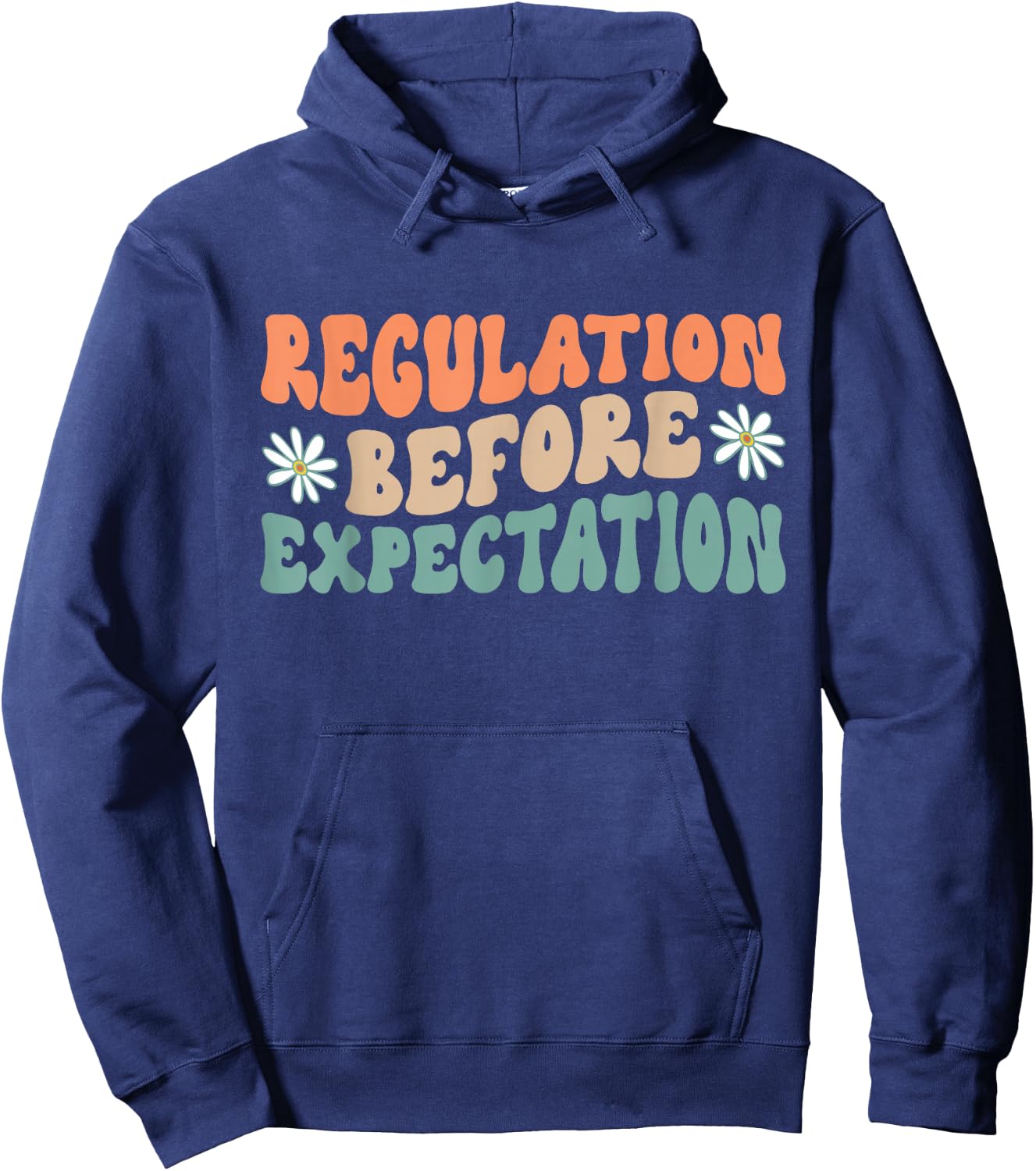 Regulation Before Expectation Retro Neurodiversity Therapist Hoodie - Hoodie | Navy