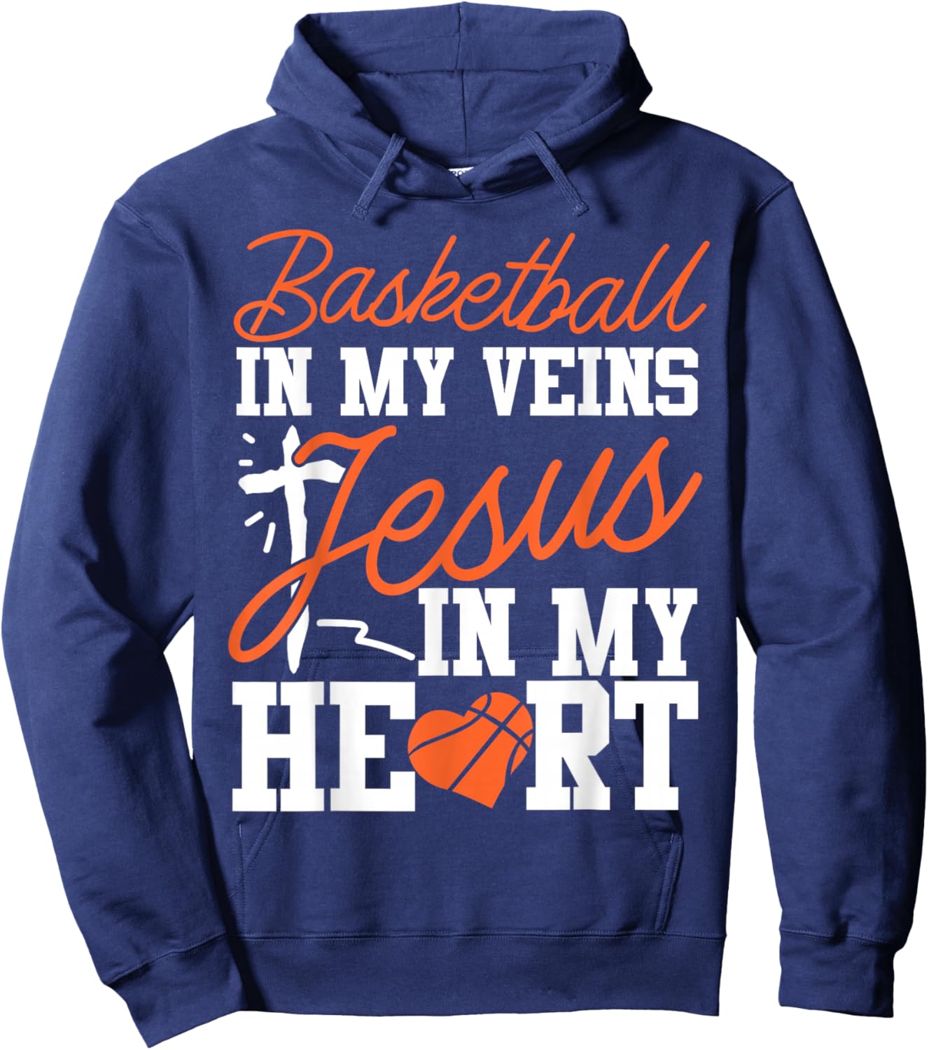 Basketball Bball Jesus Faith Christian Basketball In My Hoodie - Hoodie | Navy