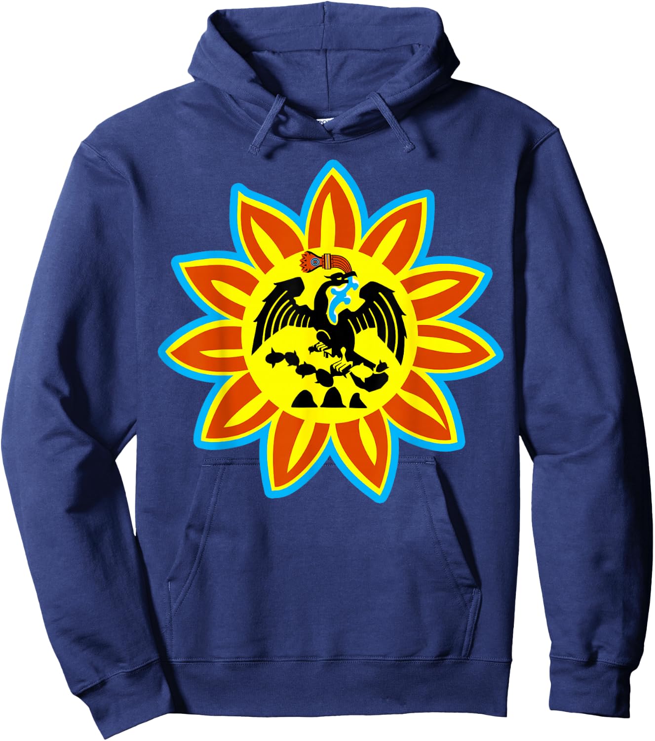 Mexica Flag - Original Native Aztec Eagle Snake Sun Hoodie - Hoodie | Navy