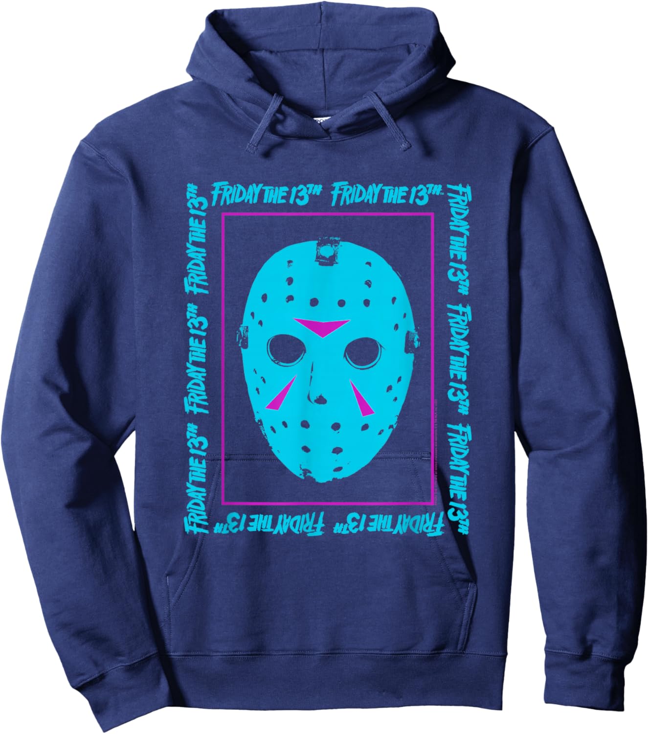 Friday The 13th Blue Mask Neon Summerween Horror Movie Hoodie - Hoodie | Navy