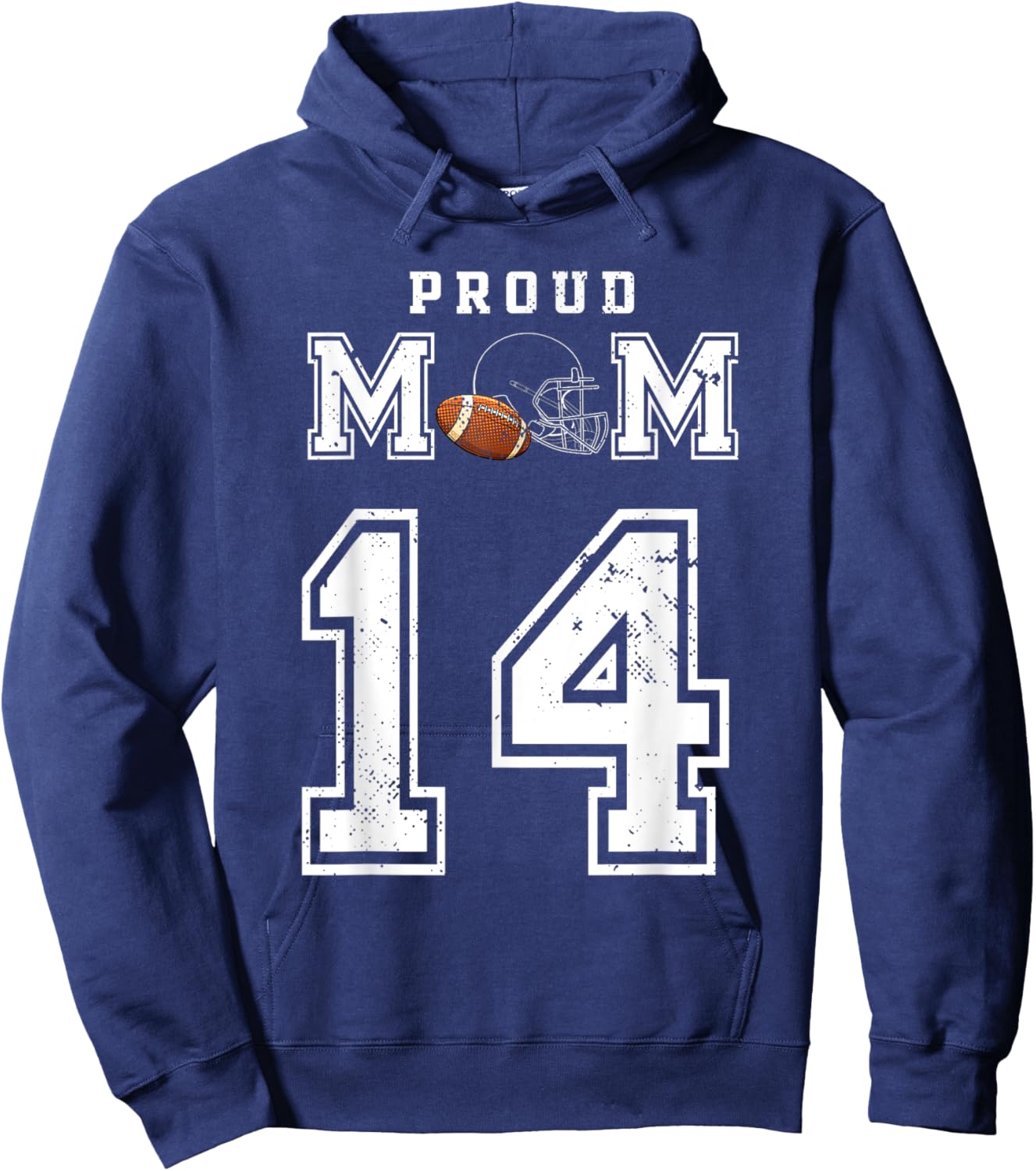 Custom Proud Football Mom Number 14 Personalized Hoodie - Hoodie | Navy