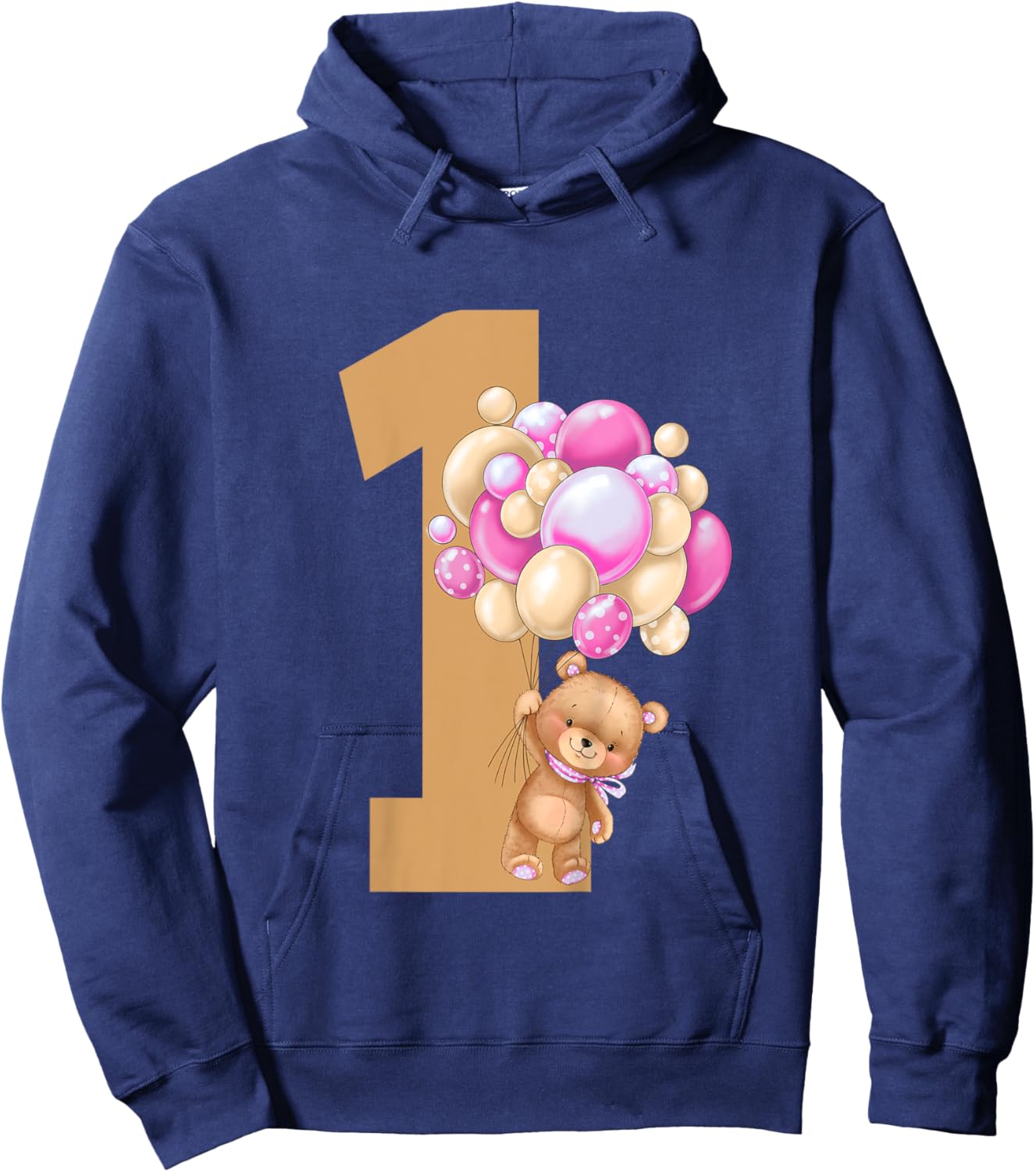 Kids Beary First Birthday Teddy Bear 1st Birthday Girl Matching Hoodie - Hoodie | Navy