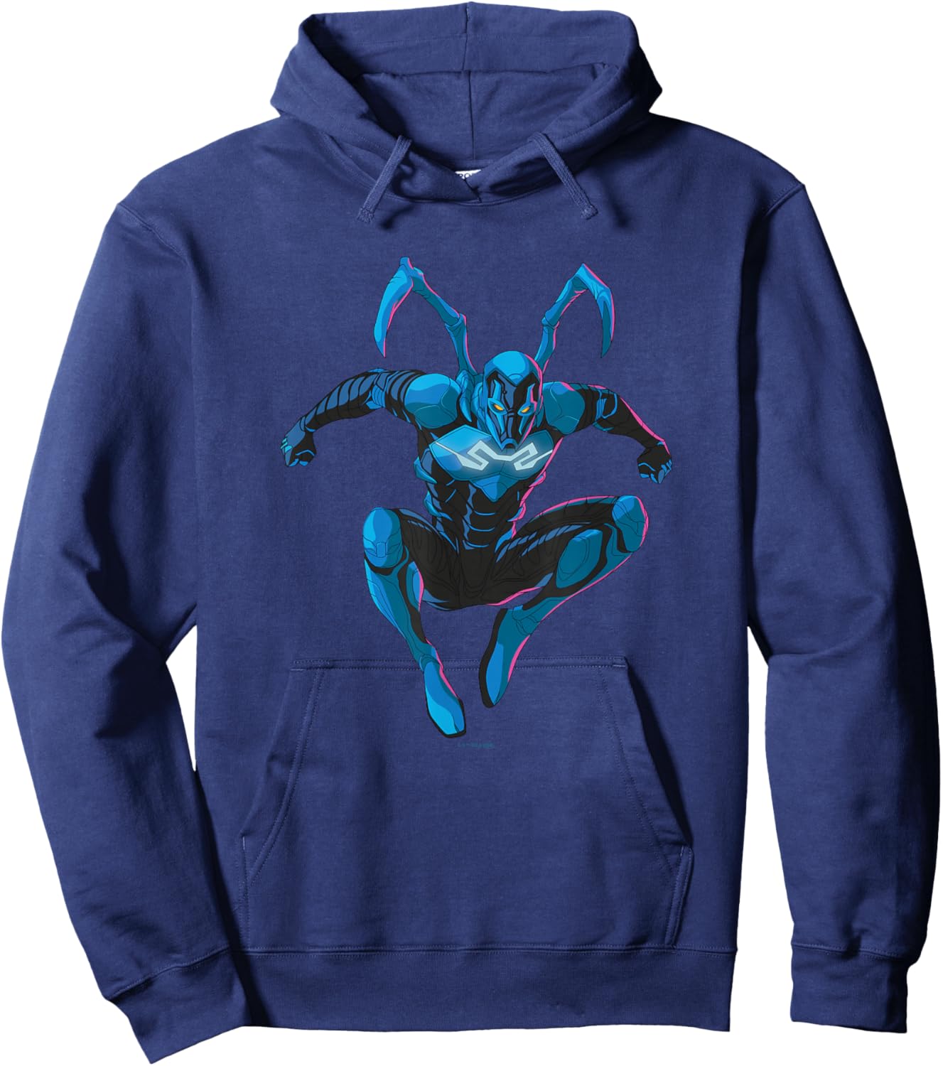 Blue Beetle Jumping Into Action Super Hero Pose Portrait Hoodie - Hoodie | Navy