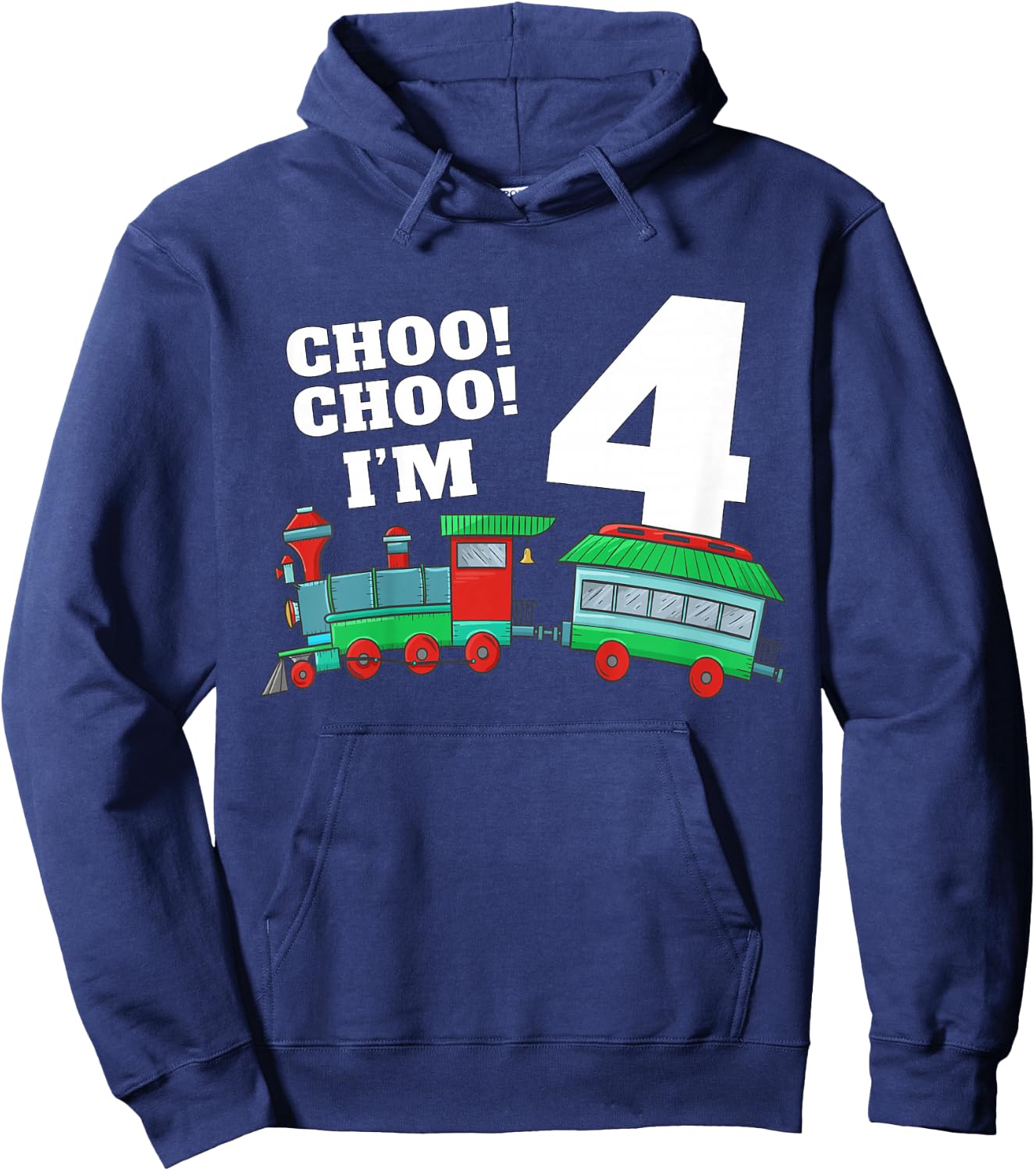 Kids Train 4th Birthday Boy Train 4 Year Old Four Hoodie - Hoodie | Navy