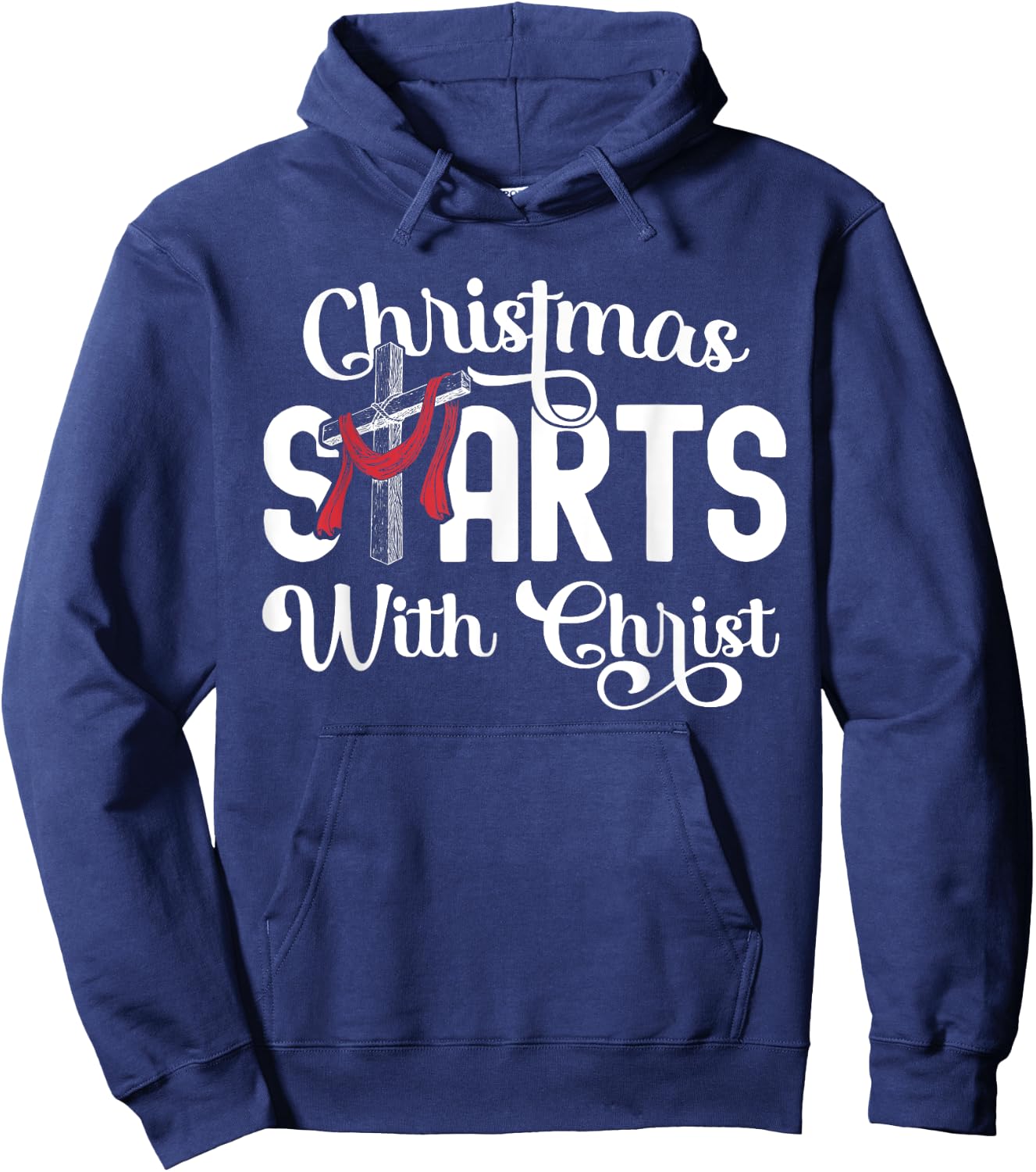 Christmas Starts With Christ Cross Jesus Christian Hoodie - Hoodie | Navy