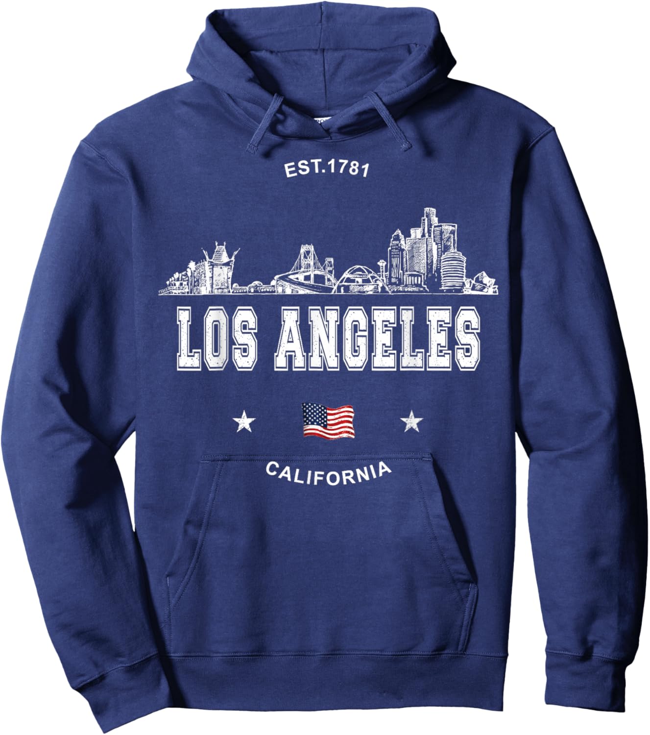 Los Angeles California Skyline Hoodie - Hoodie | Navy