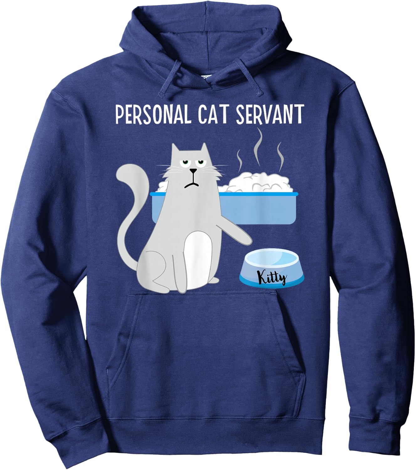 Funny Cat Lover Personal Cat Servant Cute Hilarious Cat Women Kids Hoodie - Hoodie | Navy