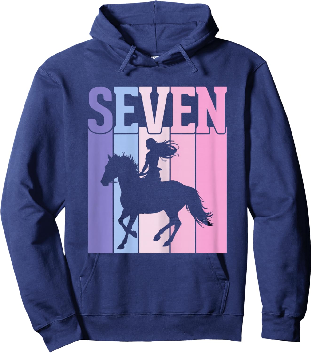 Seven Years Old Horse Lover 7th Birthday Party Girls Hoodie - Hoodie | Navy